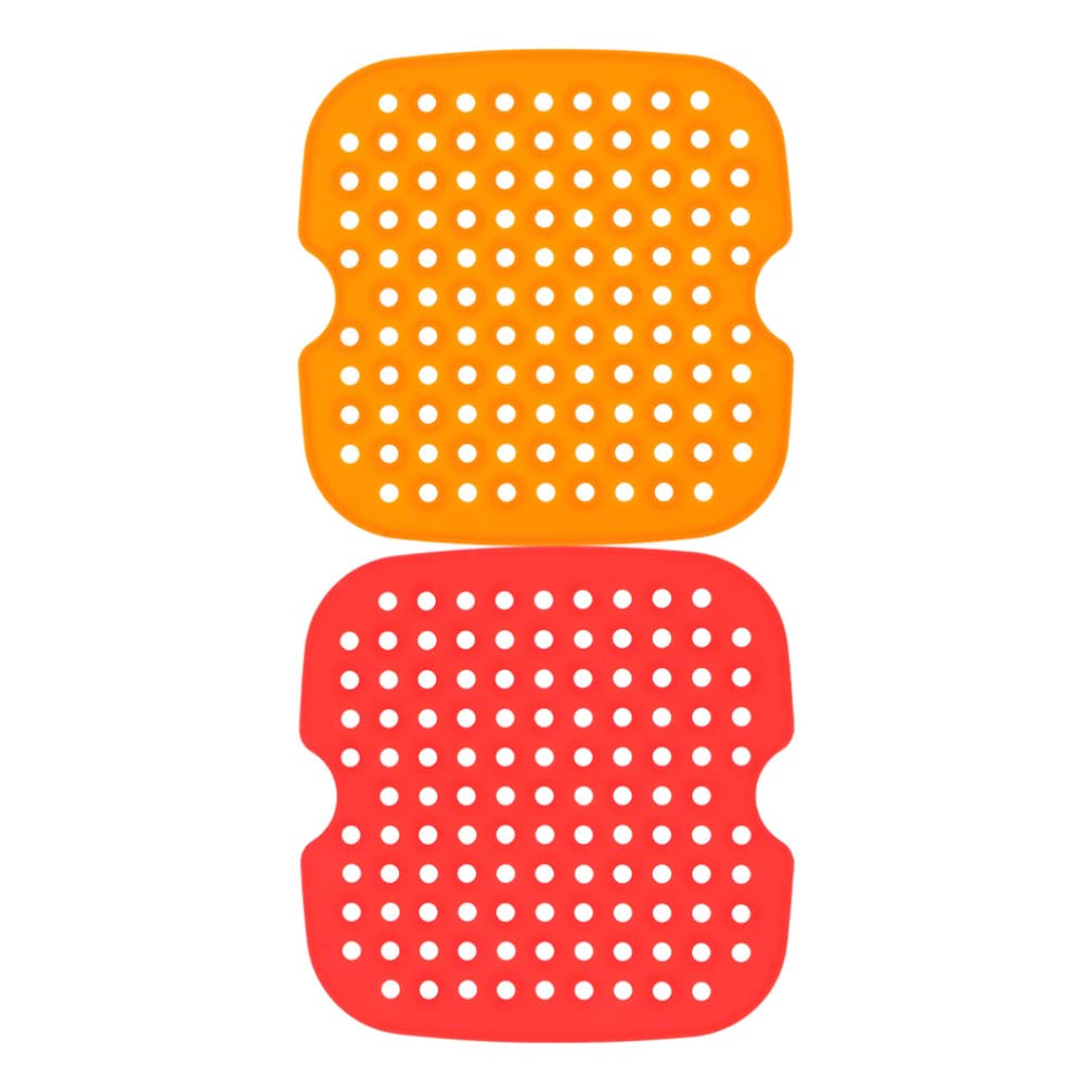 Reusable Silicone Air Fryer Liners - 2 Pack Non-Stick Round Grill Mats for Air Fryer & Steaming Basket | Perfect for Healthy Cooking, Roasting Vegetables & Reheating Food