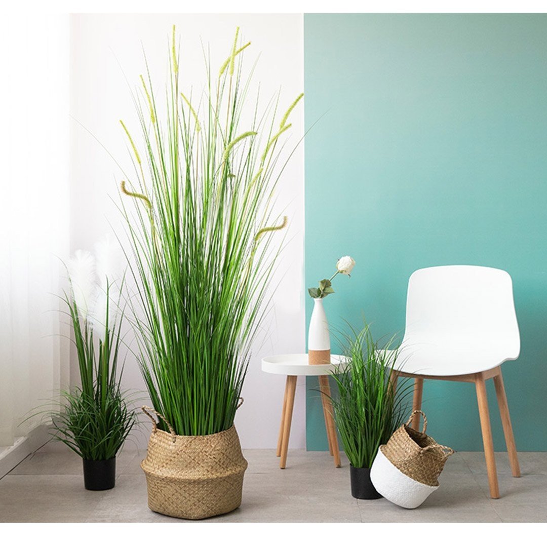 120cm Green Artificial Potted Reed Grass Tree - Realistic Fake Indoor Plant for Home Office Decor - Perfect for Living Room, Bedroom, and Office Spaces