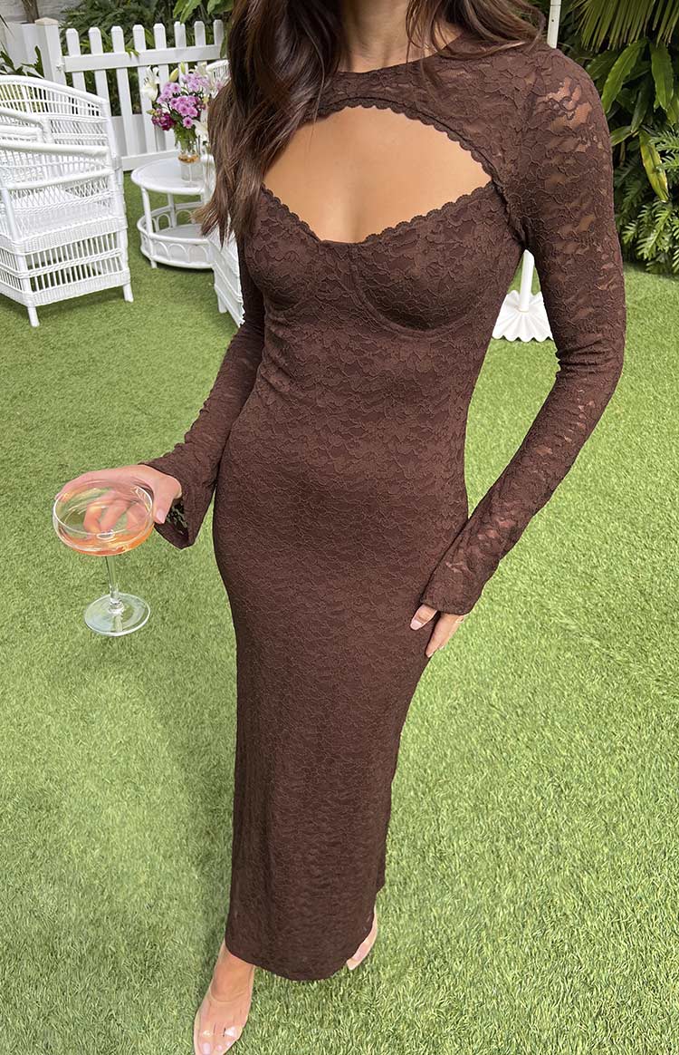 Camielle Women's Flowy Brown Maxi Dress - Elegant Long Summer Dress for Beach, Vacation & Casual Wear