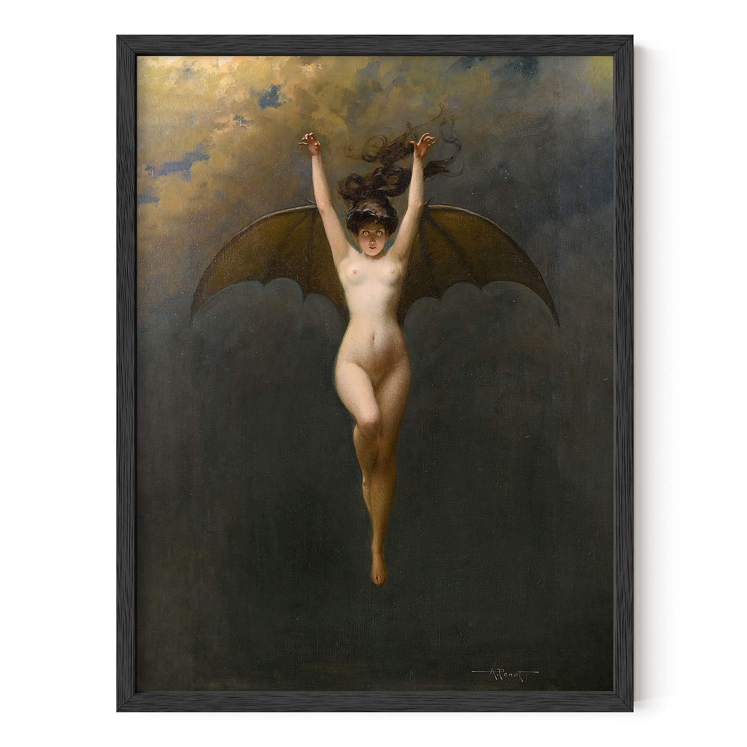 HAUS AND HUES Gothic Bats Wall Art Poster - Vintage Halloween Decor, Witchy Gothic Room Decor, Scary Art Print for Bedroom & Living Room (12x16 Inches) - Perfect for Goth Home Decor, Halloween Party & Dark Aesthetic Spaces