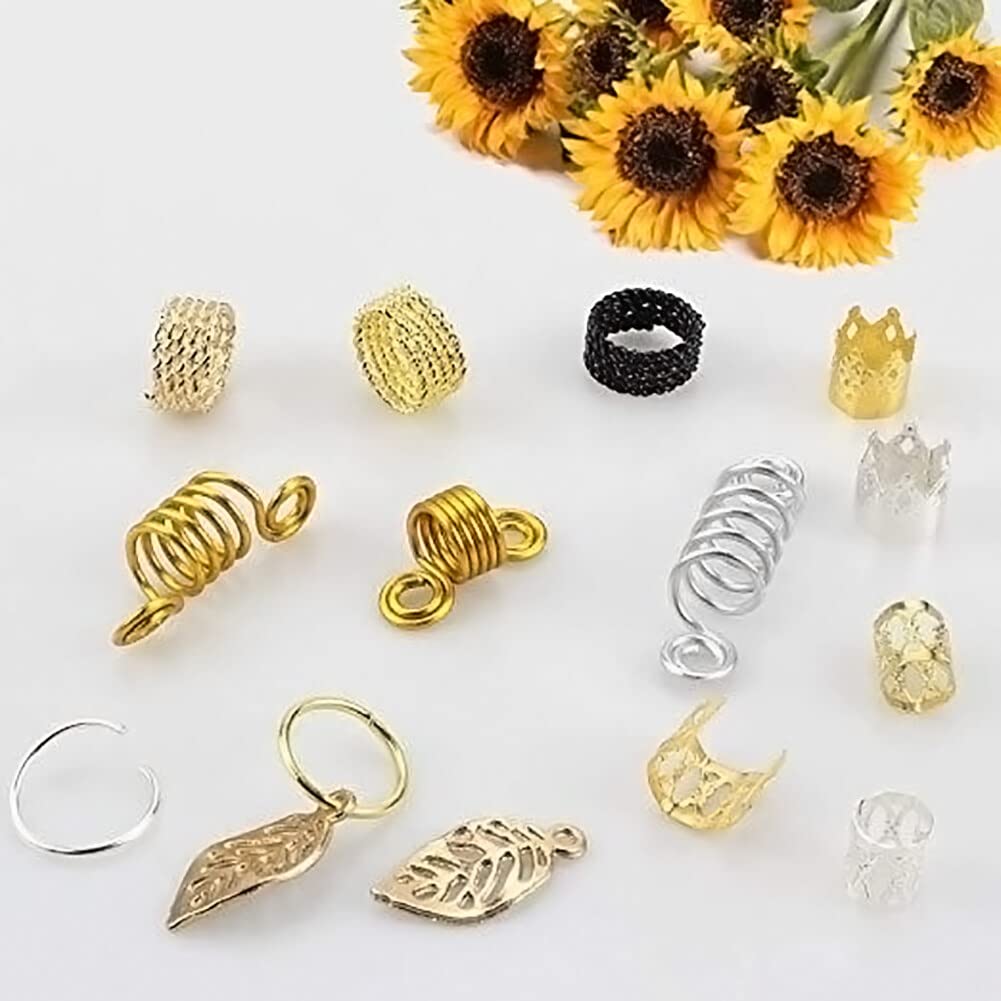 Metal Hair Beads & Coil Clips - Dreadlock Braid Rings & Jewelry Accessories for Women - Perfect for Boho, Festival, and Everyday Hairstyles