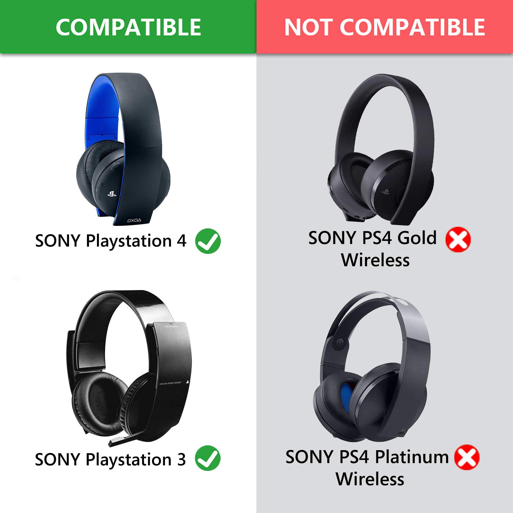 Geekria Premium Protein Leather Headband Pad Replacement for Sony PlayStation Gold Wireless Stereo Headset - Compatible with PS3, PS4 (CECHYA-0083) - Durable Headphone Cushion Cover Repair Part for Gaming Comfort