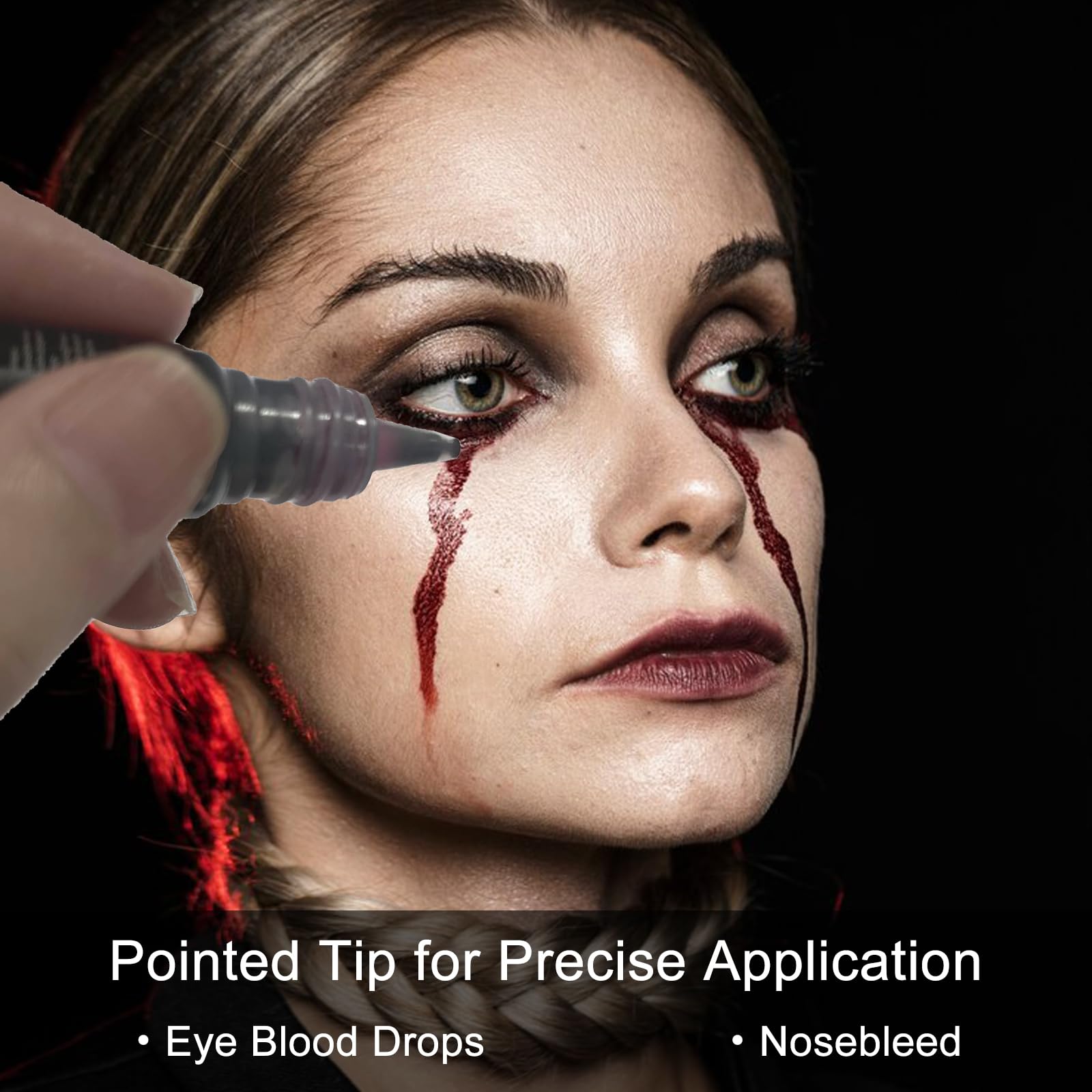Realistic Fake Blood Makeup Kit - 0.35oz (10ml) Washable SFX Blood for Halloween, Vampire & Zombie Costumes | Eye Drops, Nose Bleeds & Wound Effects | Perfect for Cosplay, Theater & Horror Parties