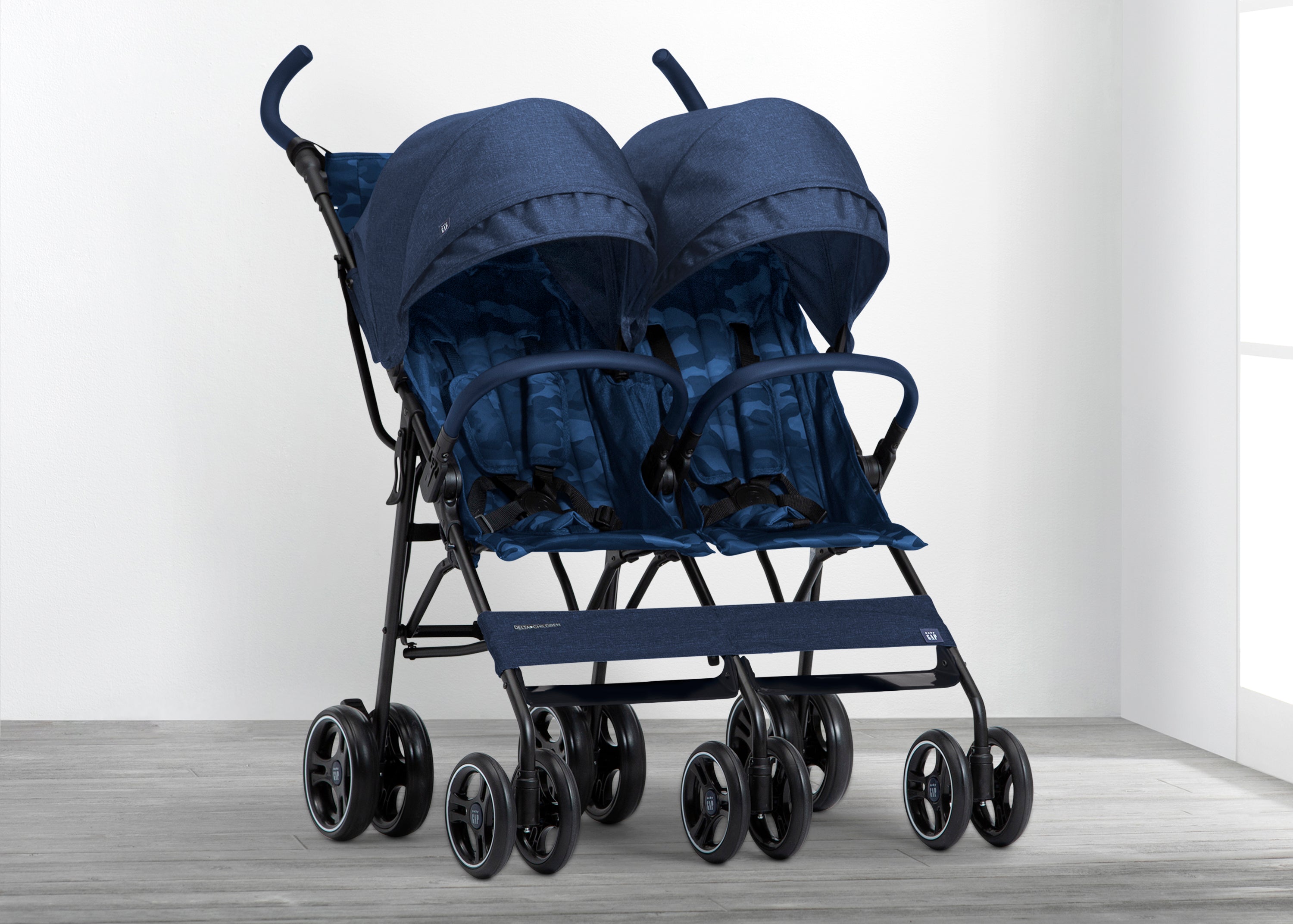 BabyGap Classic Side by Side Double Stroller - Lightweight Compact Twin Stroller for Toddlers & Infants - Perfect for Shopping, Travel & Outdoor Walks