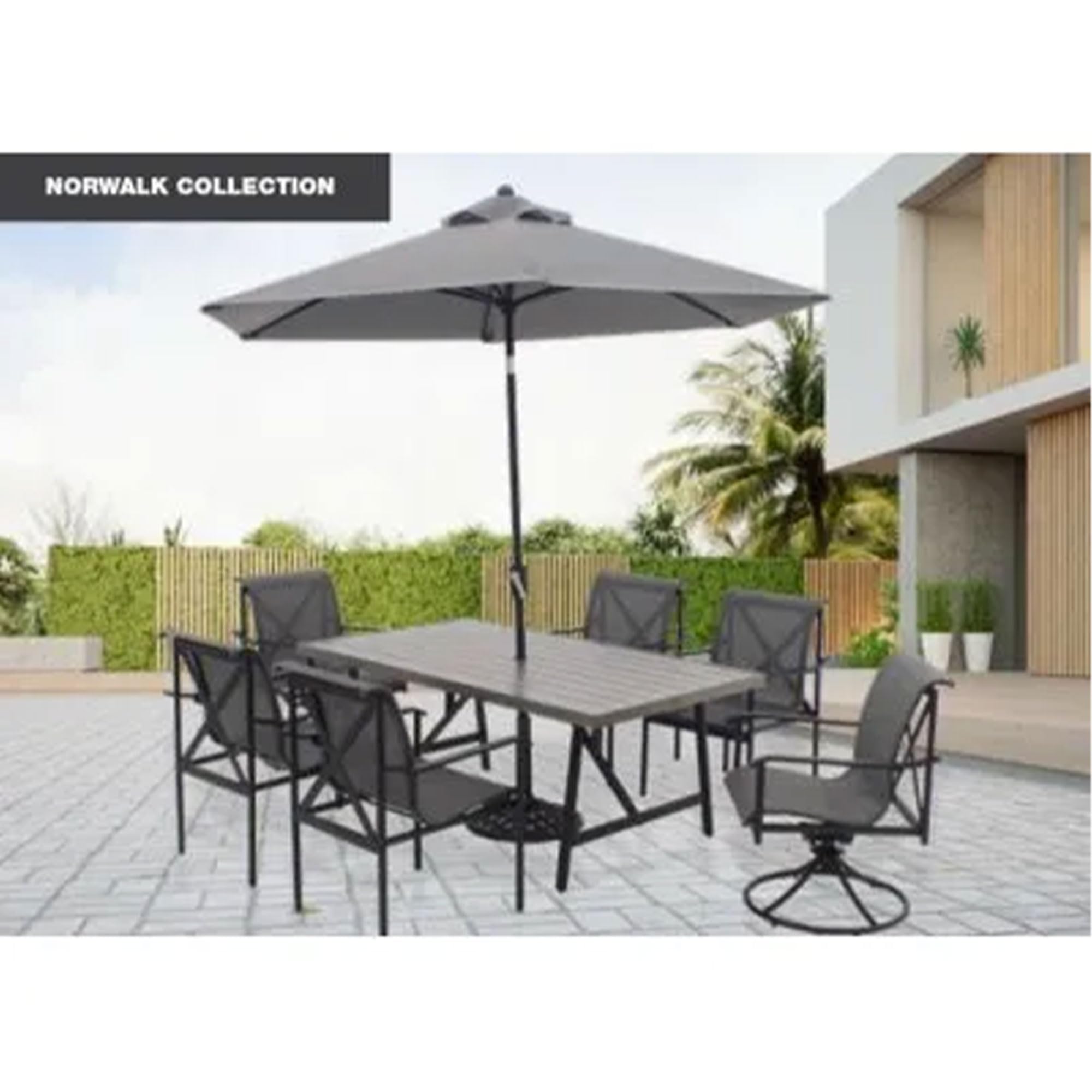 Norwalk 40 x 70 Inch Rectangular Outdoor Dining Table - All-Weather Aluminum Slat Top - Durable Patio Furniture for Backyard, Deck & Garden - Taupe Grey (Perfect for Outdoor Entertaining & Dining)