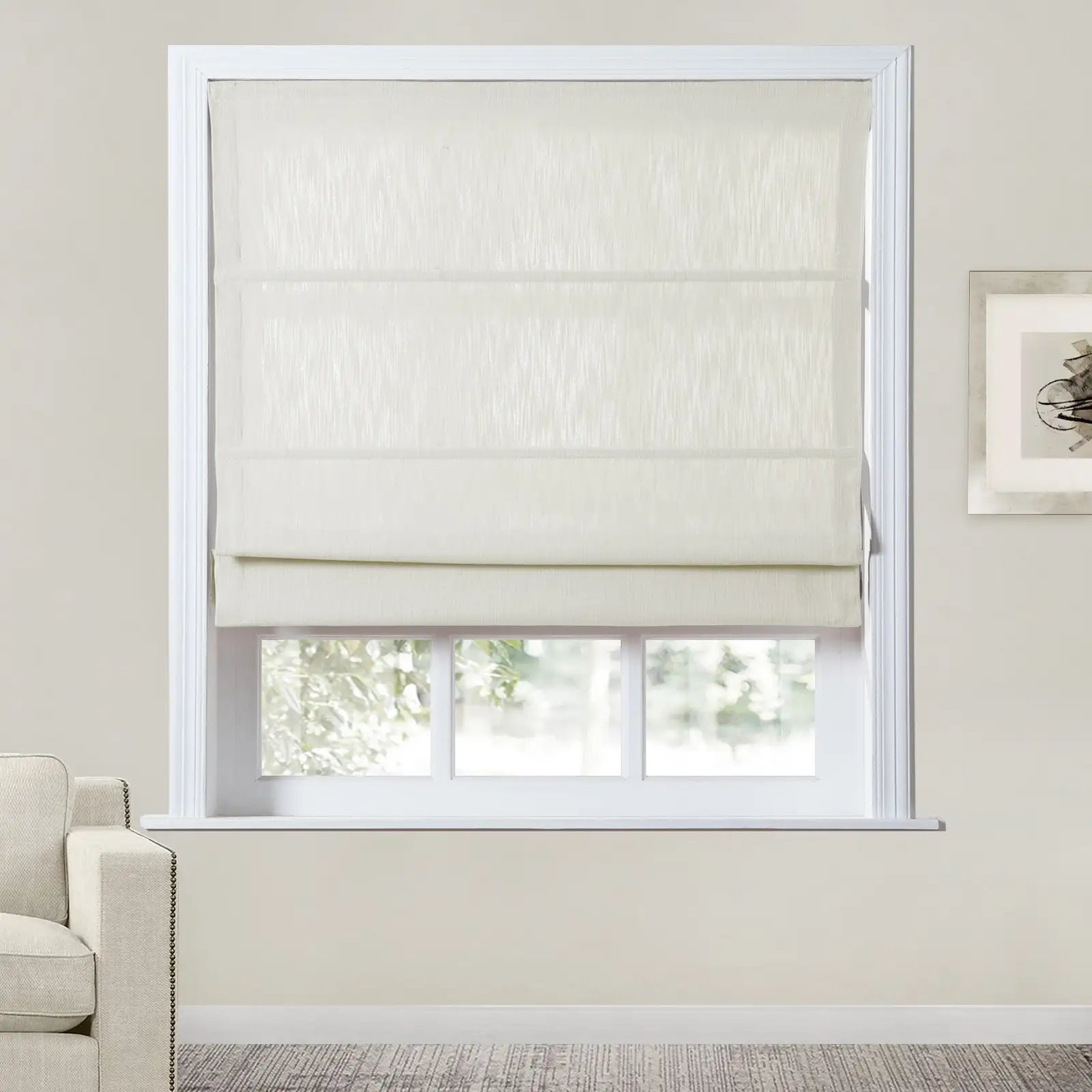 Cloe Cotton Blend Cordless Roman Shade - Blackout Window Treatment for Bedroom & Living Room - Plus Size Home Decor
