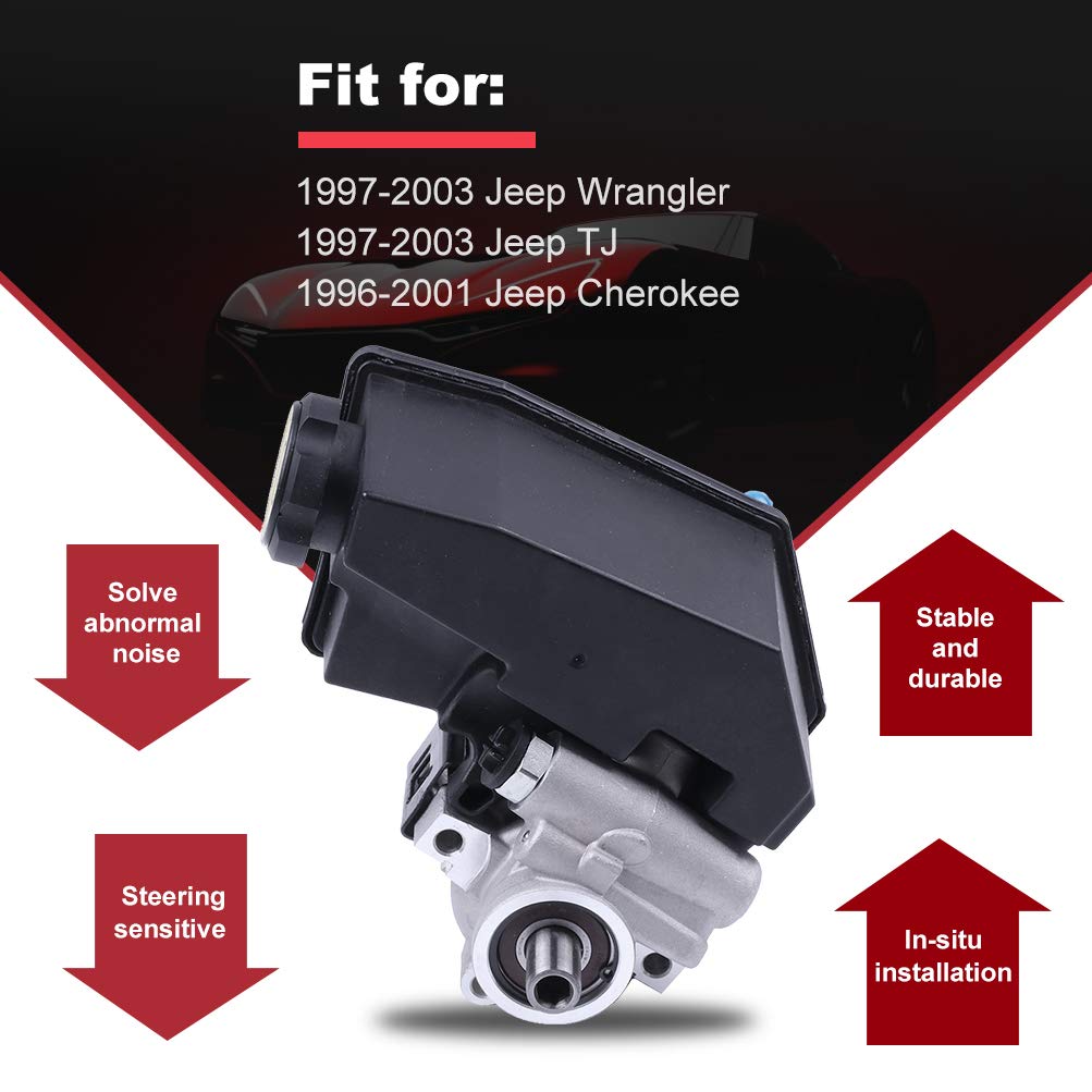 CCIYU Power Steering Pump Replacement for 96-01 Jeep Cherokee, 97-03 Jeep TJ & Wrangler - OEM 20-38771 - High Performance Steering Assist Pump for Smooth Driving & Off-Road Adventures