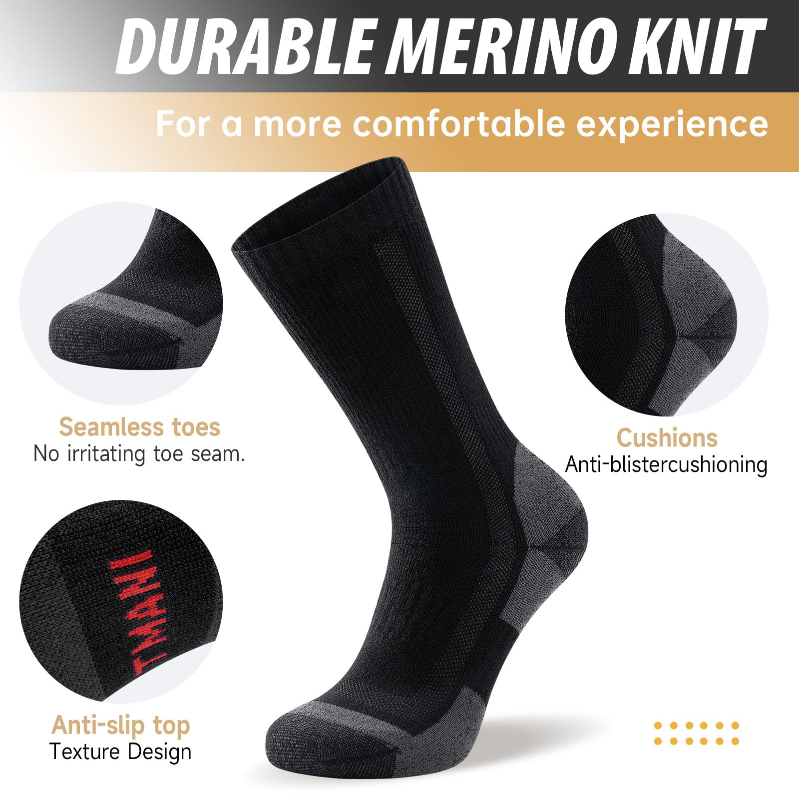 RUIXUE Warm Wool Socks for Men & Women - 3 Pairs Thermal Winter Hiking Socks - Soft & Breathable for Outdoor Activities, Camping, and Cold Weather Comfort