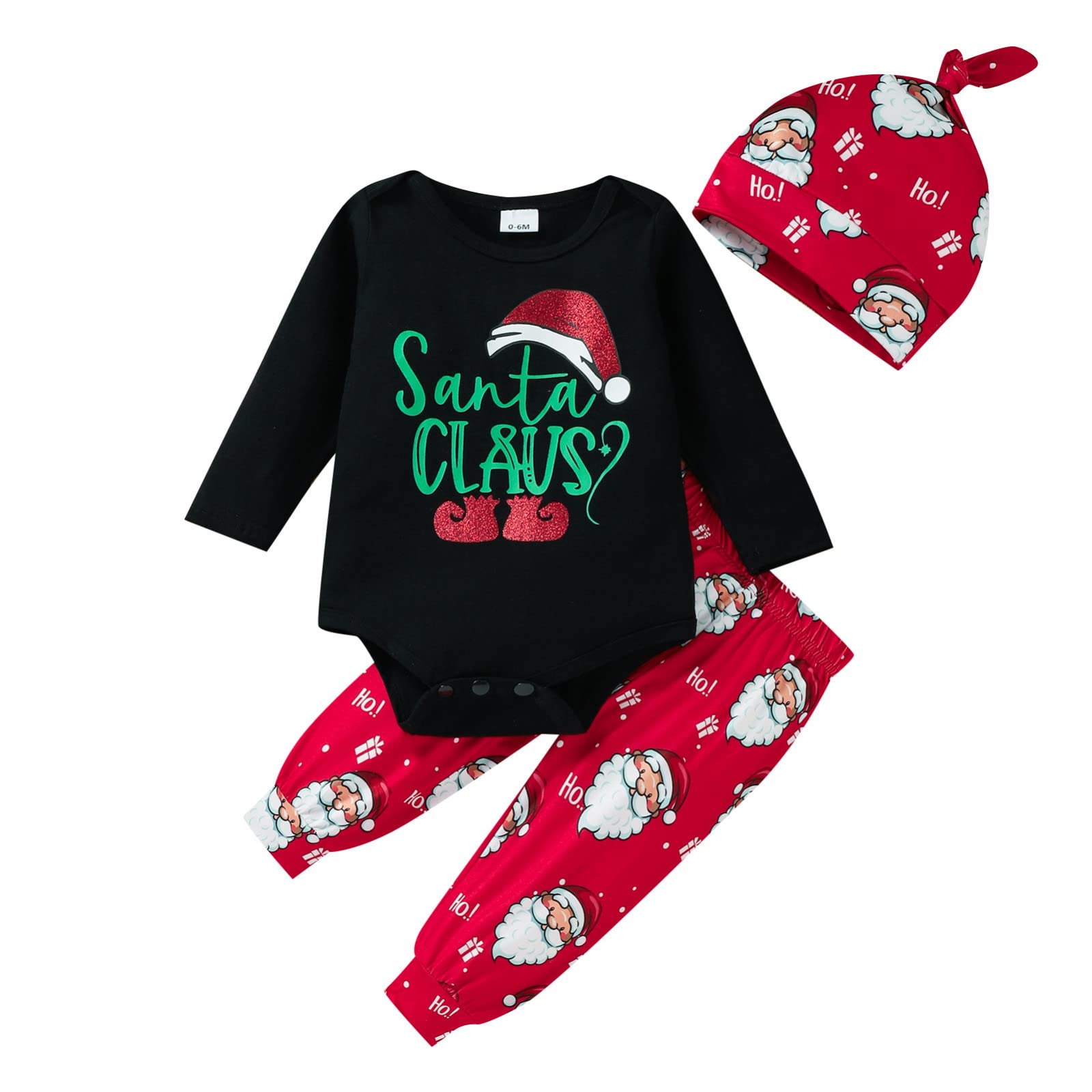 Baby Clothes Set for Newborn Boys & Girls - Christmas Santa Letter Romper with Matching Hat & Pants | Cute Holiday Outfit for Infants, Photo Shoots & Family Gatherings