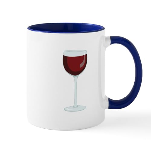 White/Navy Inside - Red Wine Glass Mugs
