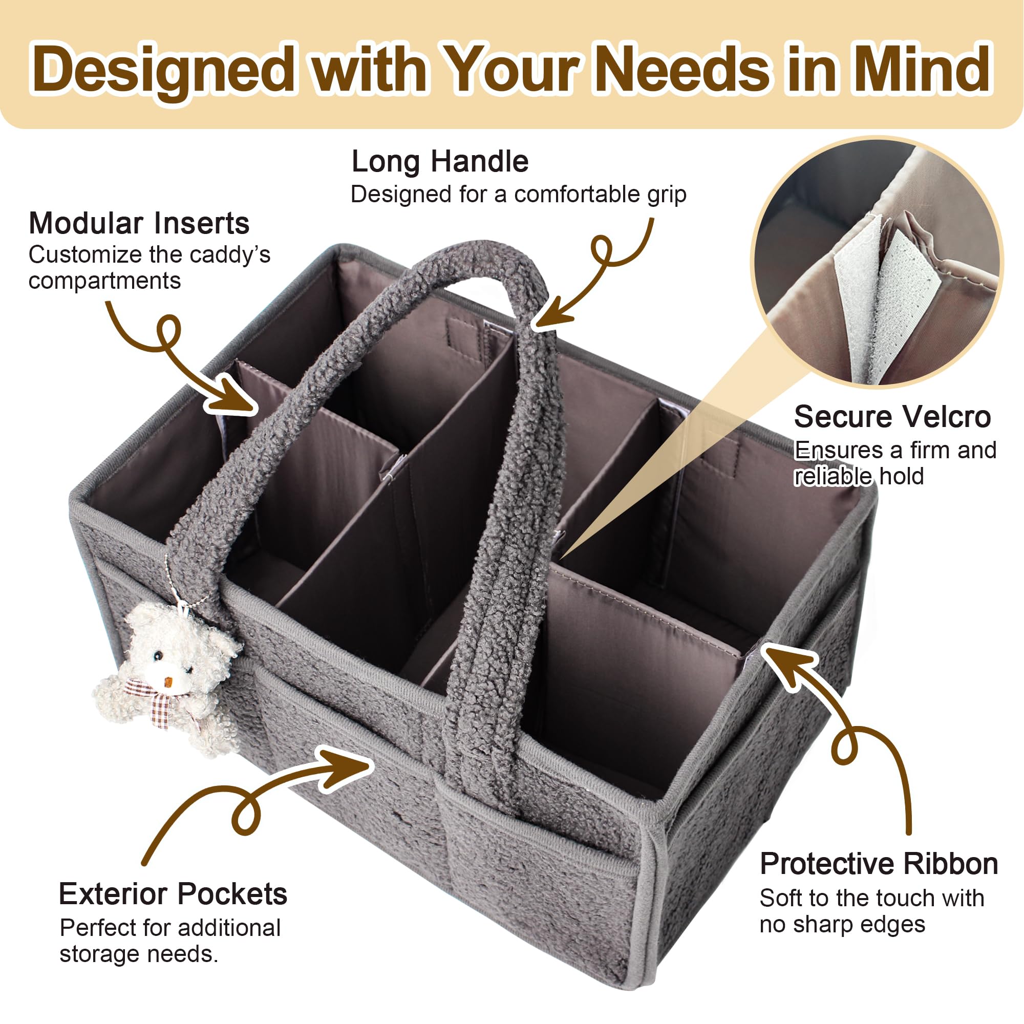 Baby Diaper Caddy Organizer - Portable Storage Basket for Diapers & Wipes | Nursery Changing Table & Car Organizer with Handle | Perfect for Home, Travel & On-the-Go Parents
