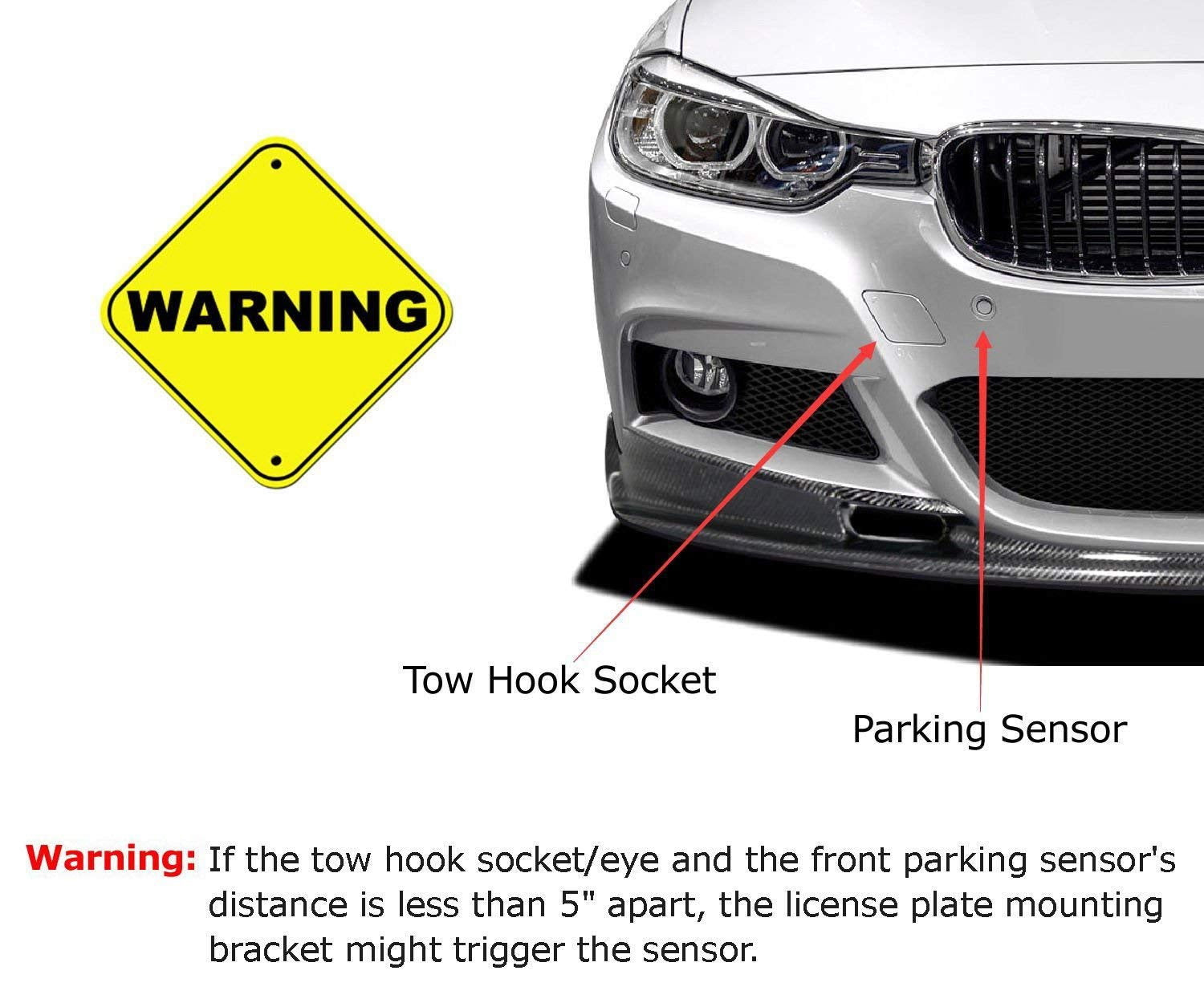 Volkswagen MK7 GTi Golf License Plate Bracket (2015-2021) - Front Bumper Tow Hook Mount - Perfect for Car Shows & Parking Compliance