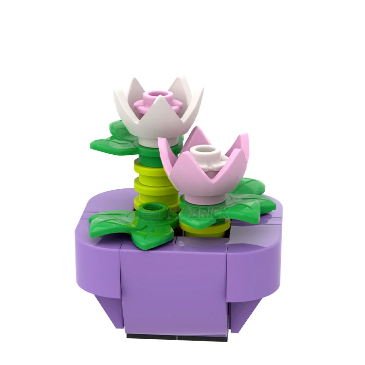 LEGO Brickanicals #1 Lavender Lotus Flower Building Kit - MiniMOC Botanical Collection for Home Decor, Office Desk & Gift Giving
