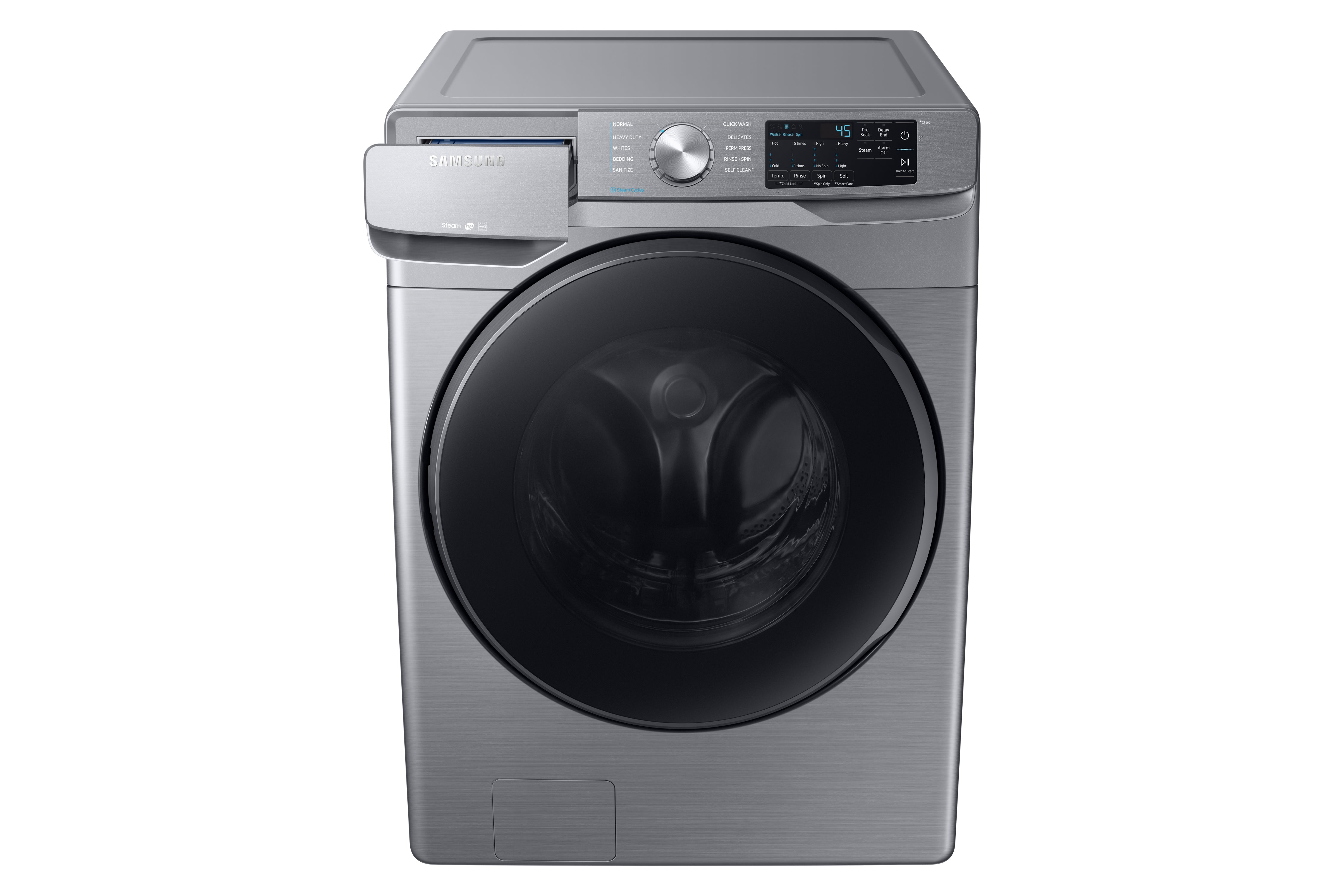 Samsung WF45R6100AP 5.2 Cu. Ft. Platinum Stainless Steel Steam Front Load Washer - Perfect for Large Families & Energy-Efficient Laundry (US Model)