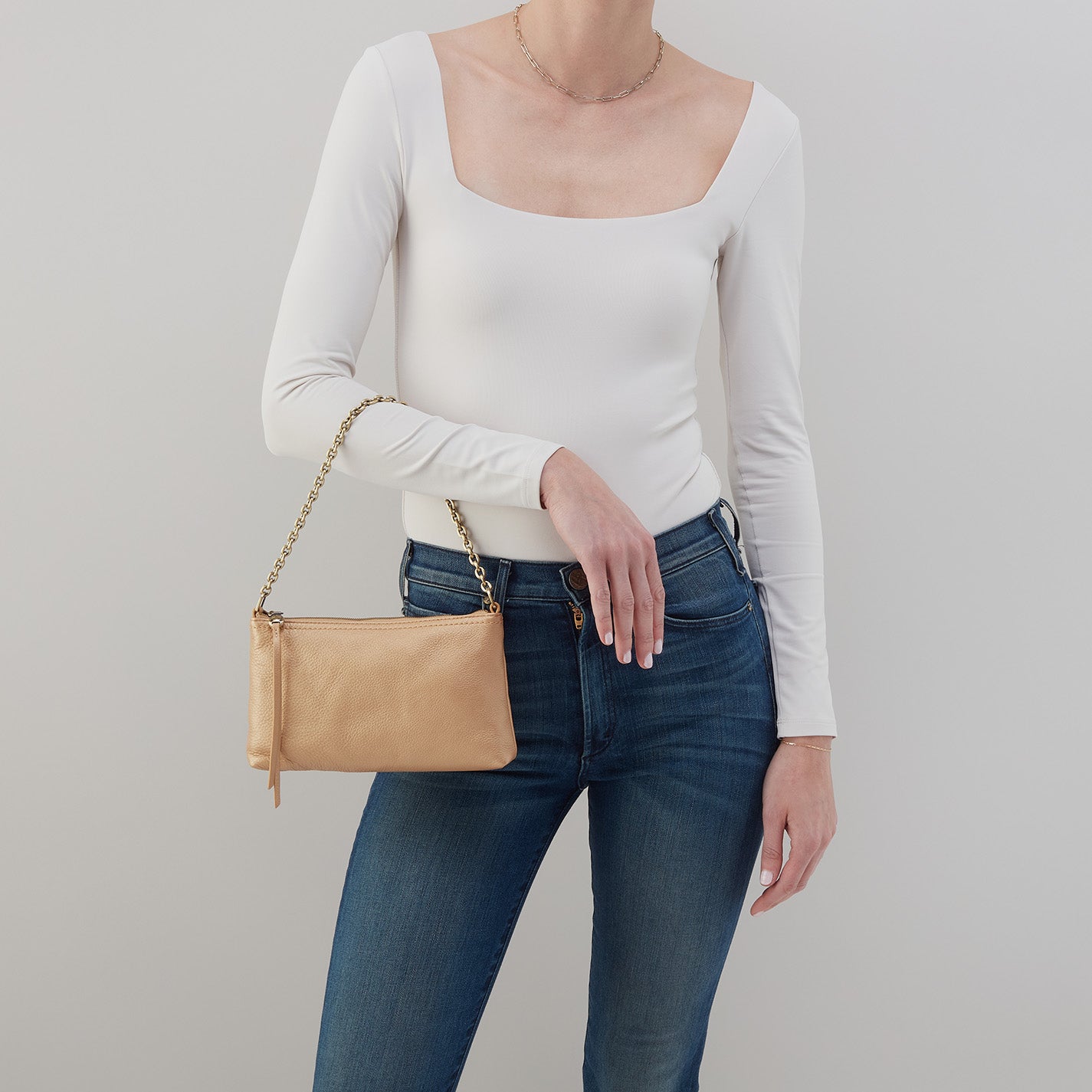 Darcy Crossbody Handbag in Pebbled Metallic Leather - Dusty Gold Women's Fashion Purse for Everyday Use, Work & Evening Out