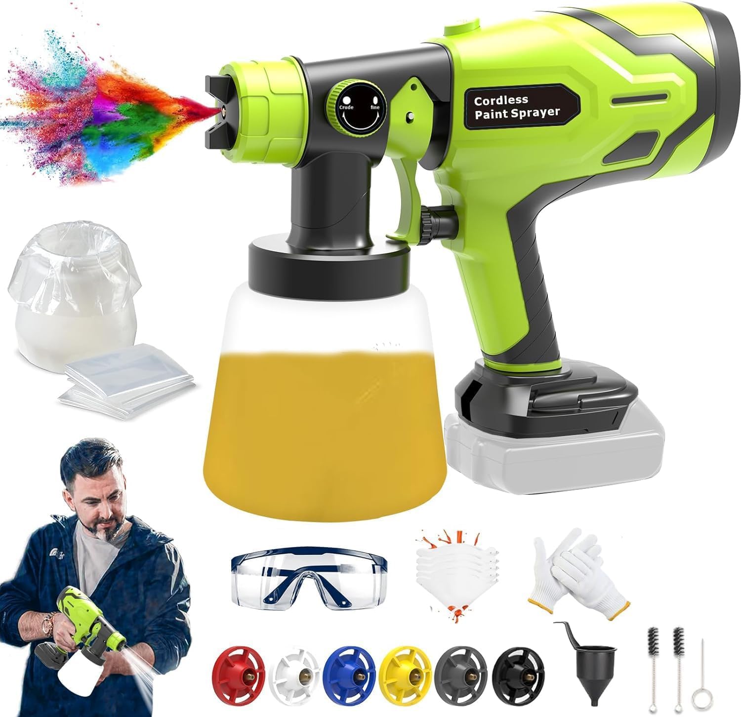 **Makita 18V Cordless Paint Sprayer - 600W Electric Spray Gun with 5 Copper Nozzles, 1000ml Container & 50 Paint Bags (Battery Not Included) - Perfect for House Painting, DIY Projects & Furniture Refinishing**