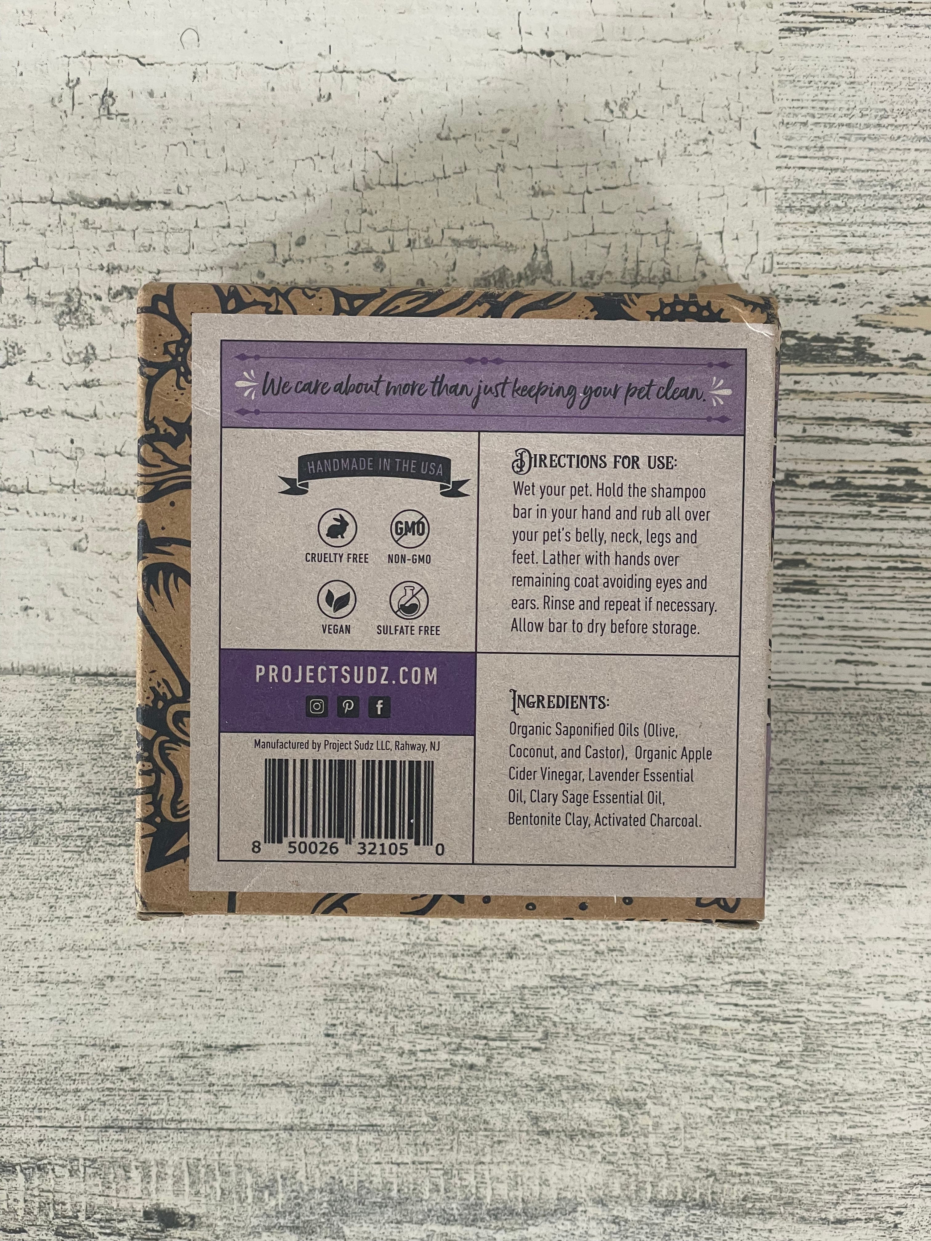 Project Sudz Lavender & Sage Shampoo Bar - Natural Vegan Hair Care for Dry Scalp & Frizzy Hair - Perfect for Travel, Camping & Zero Waste Lifestyle