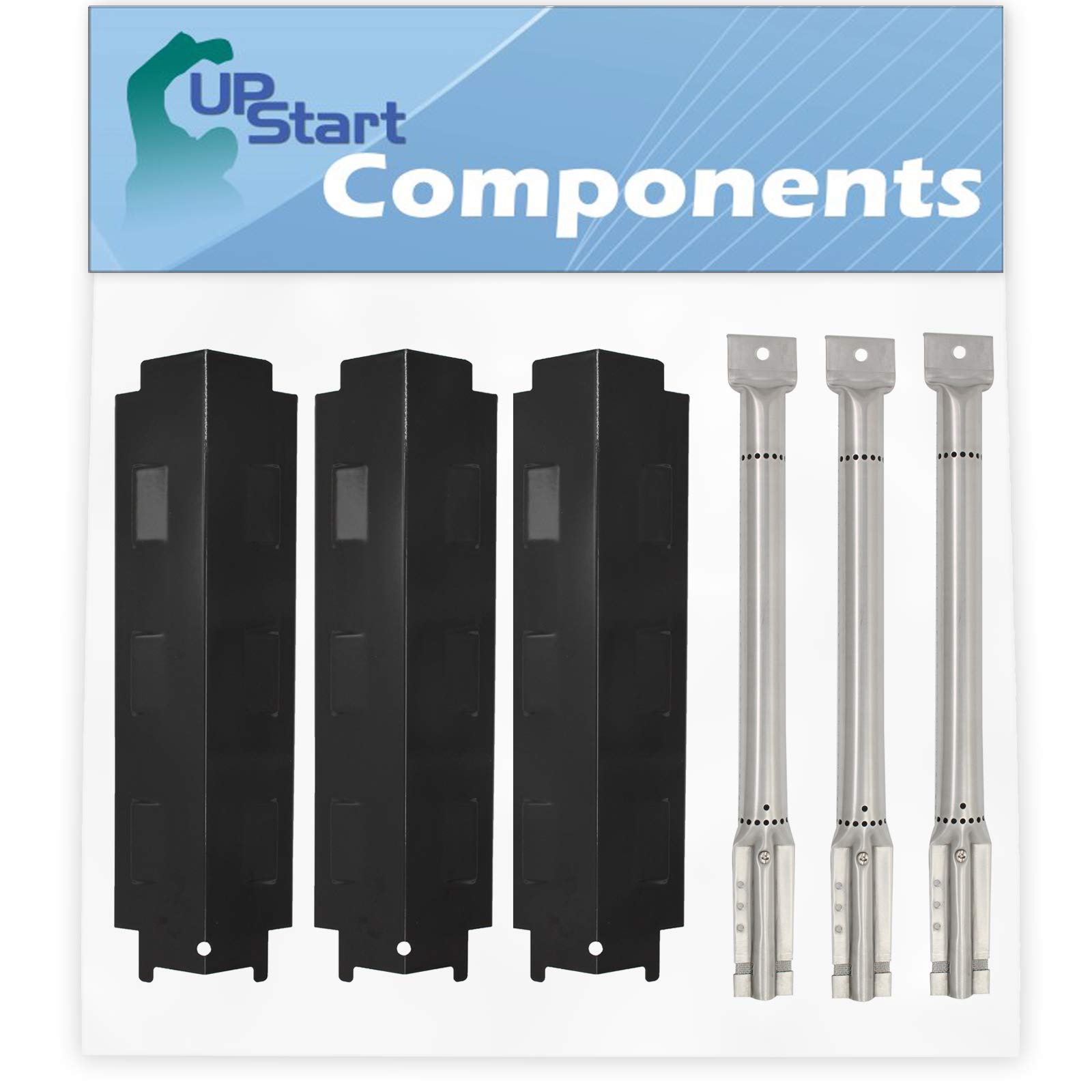 3-Pack Stainless Steel BBQ Grill Heat Shield Plate & Burner Tube Replacement Set - Compatible with Master Chef S550, Perfect for Gas Grill Flame Tamer, Guard & Deflector - Ideal for Backyard BBQs, Camping & Outdoor Cooking