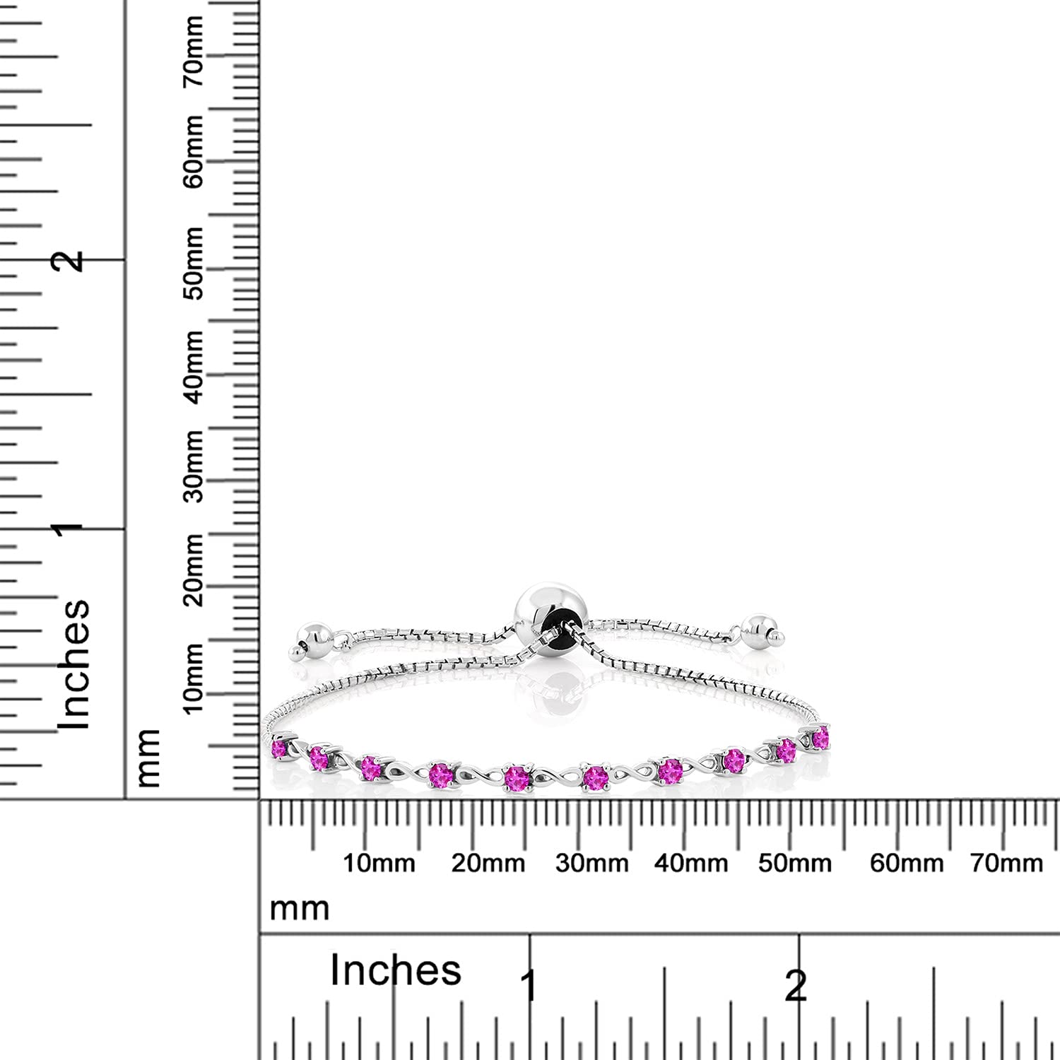 0.50 Ct Round Pink Sapphire Sterling Silver Bracelet for Women | 925 Silver Gemstone Jewelry | Gift for Her, Birthday, Anniversary, Valentine's Day