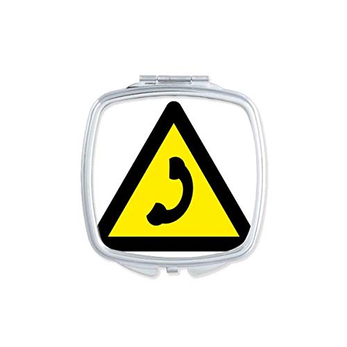 DIYthinker Yellow Black Warning Symbol Portable Compact Pocket Mirror - Double Sided Glass Makeup Mirror for Travel, Emergency Signaling, and Everyday Use