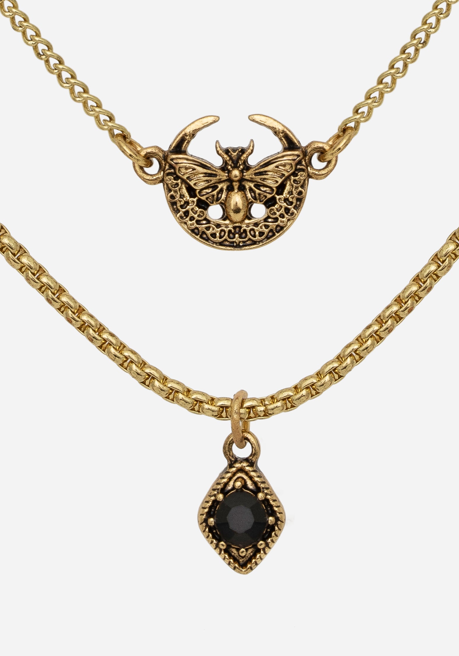 Ciela Moon Moth Layered Necklace for Women - Elegant Butterfly Pendant Jewelry Gift for Her - Perfect for Date Night, Wedding & Special Occasions