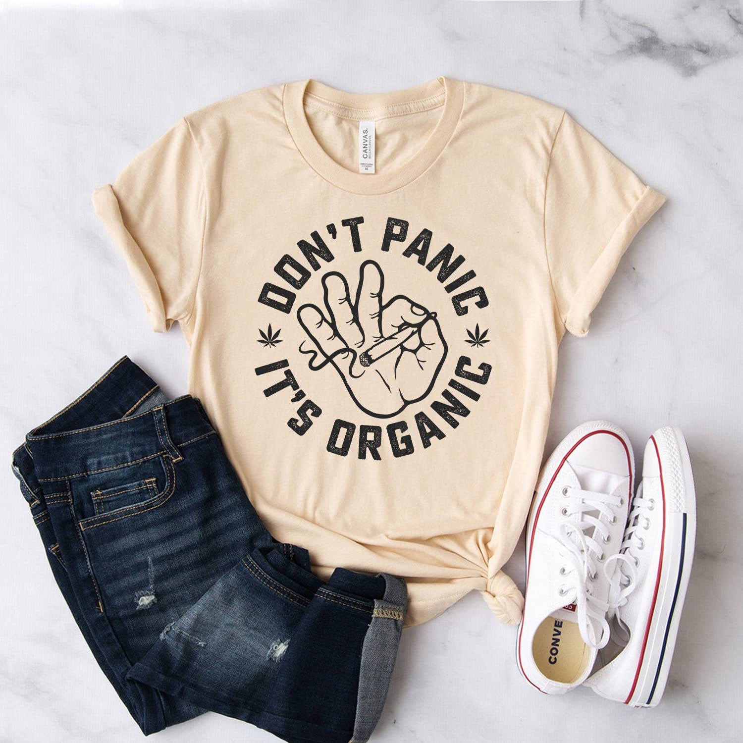 Organic Cannabis T-Shirt - Don’t Panic It’s Organic - 420 Weed Shirt - Soft Unisex Cotton Tee - Perfect for Festivals, Gifts & Casual Wear