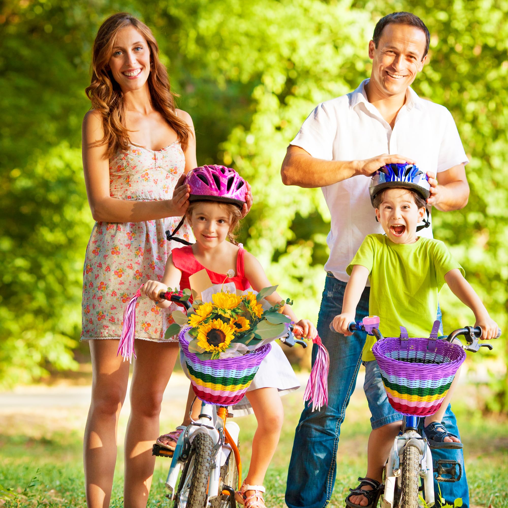 Kids Bike Basket Set - Handwoven Detachable Front Basket for Girls & Boys, Fits Most Bikes Including Stationary Bikes, E-Bikes & Road Bikes - Perfect for School, Picnics & Shopping Trips