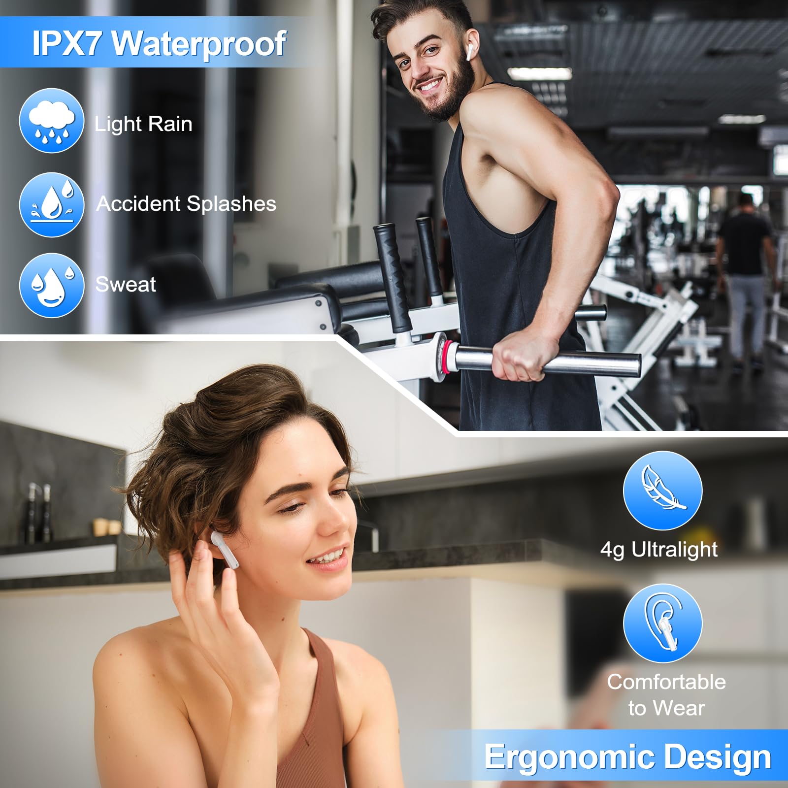 Wireless Earbuds Bluetooth 5.3 with Noise Cancelling & 25H Playtime - Perfect for Workouts & Travel