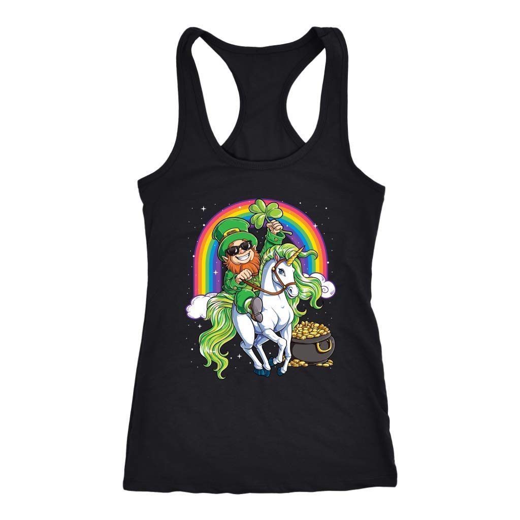 Lepricorn Leprechaun Unicorn St Patrick's Day Racerback Tank Top for Women - Funny Irish Themed Workout Shirt & St Patrick's Day Party Outfit - Perfect for Gym, Pub Crawls & Irish Festival Costumes