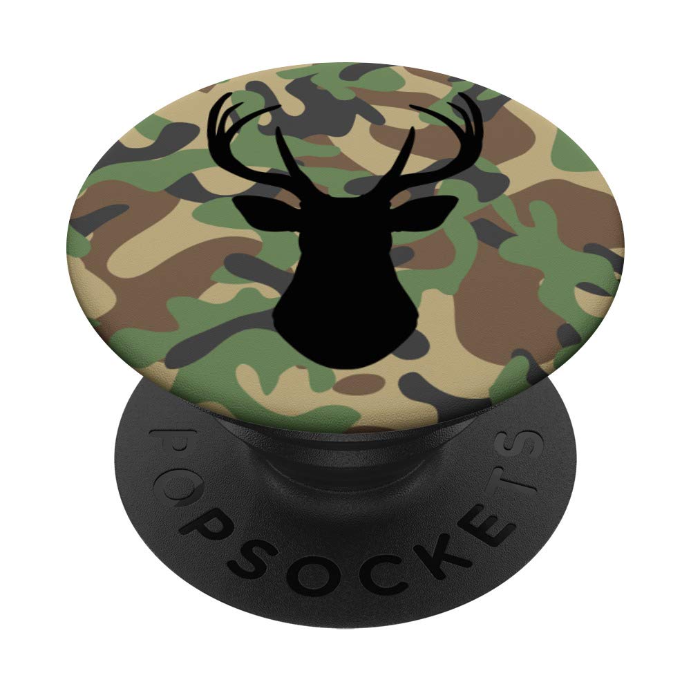 Black Deer Silhouette Hunting PopSockets Grip & Stand for iPhone, Samsung & Tablets - Perfect for Outdoor Adventures, Hunting Trips & Nature Lovers