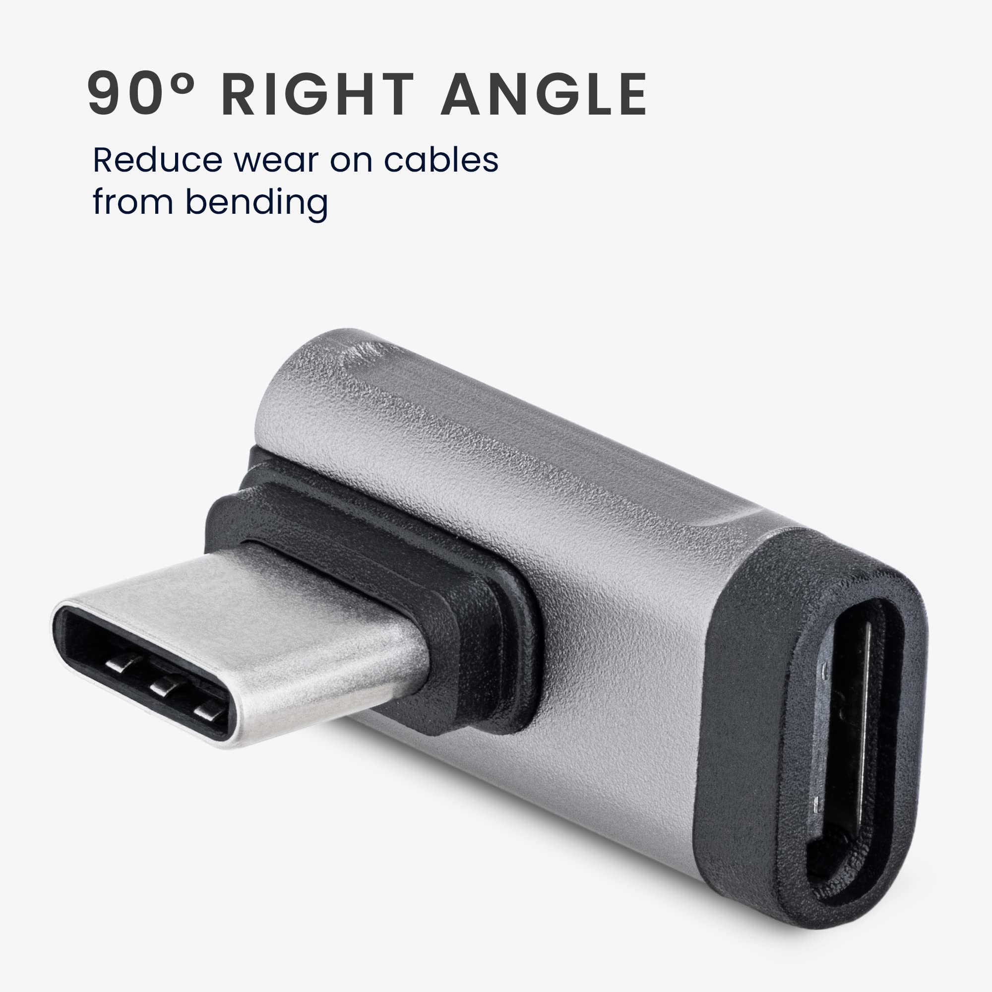 90 Degree USB C Right Angle Adapter - Male to Female USB-C Plug Connector (2 Pack) - Compatible with Oculus Quest, Laptops, Computers - Perfect for VR Gaming & Tight Space Charging