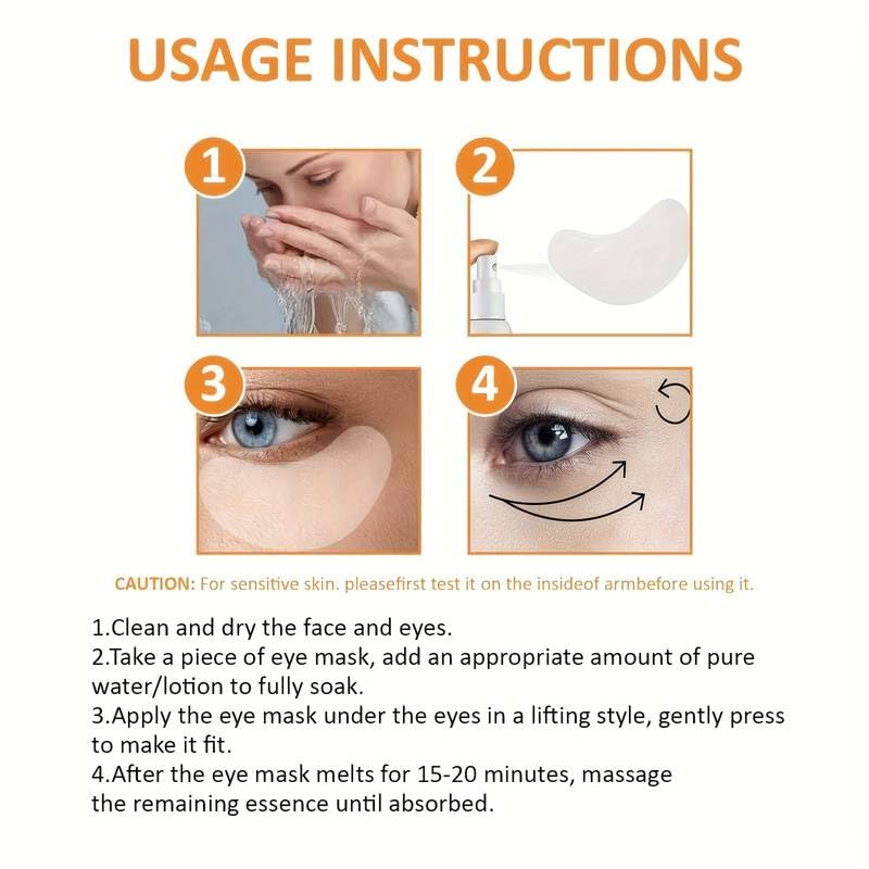 Collagen Under Eye Patches for Wrinkles & Dark Circles - Self-Dissolving Eye Mask to Tighten Skin & Reduce Puffiness - Invisible Eye Film for Women | Perfect for Night Routine & Travel Skincare