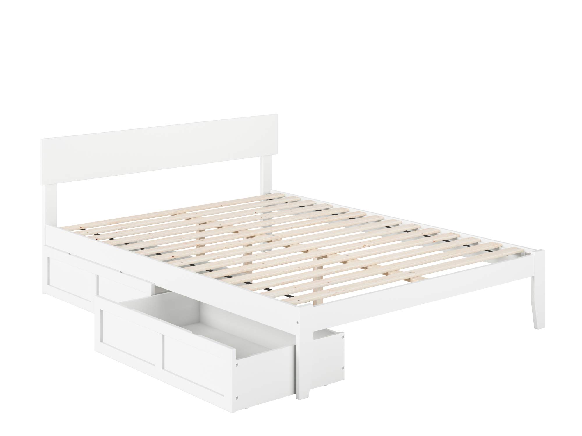 AFI Boston Queen Size Bed Frame with Underbed Storage Drawers in White - Perfect for Small Bedrooms & Guest Rooms