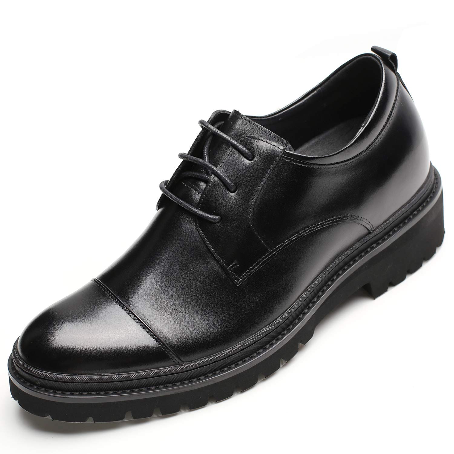 CHAMARIPA Men's Invisible Height Increasing Elevator Shoes - Leather Oxford Dress Shoes for Formal Occasions | Lace Up Tuxedo Lift Shoes That Make You Taller | Perfect for Weddings, Business Meetings & Special Events