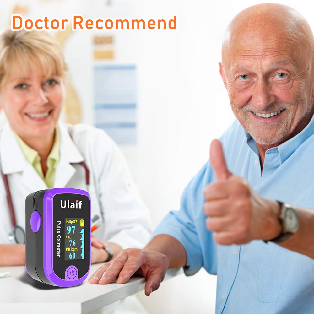Pulse Oximeter with OLED Display - Fingertip Blood Oxygen Saturation Monitor (SpO2) - Includes Carrying Case, Batteries & Lanyard - Perfect for Home Use, Travel, and Health Monitoring