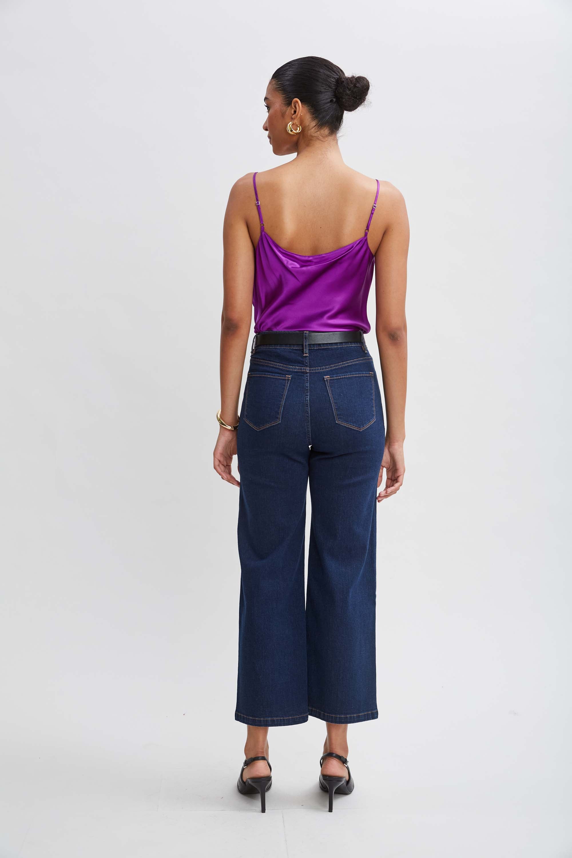 Silk Satin Cami Top for Women - Soft & Luxurious E807G514 in Berry Color - Perfect for Date Night, Lounge Wear & Special Occasions