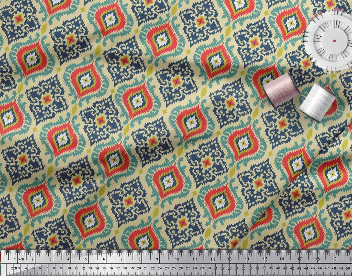 Soimoi Moss Georgette Brown Fabric by The Yard - 42 Inch Wide Ogee Damask Pattern Printed Fabric for Dresses, Curtains & Home Decor | Classic Timeless Fashion & Upholstery Material