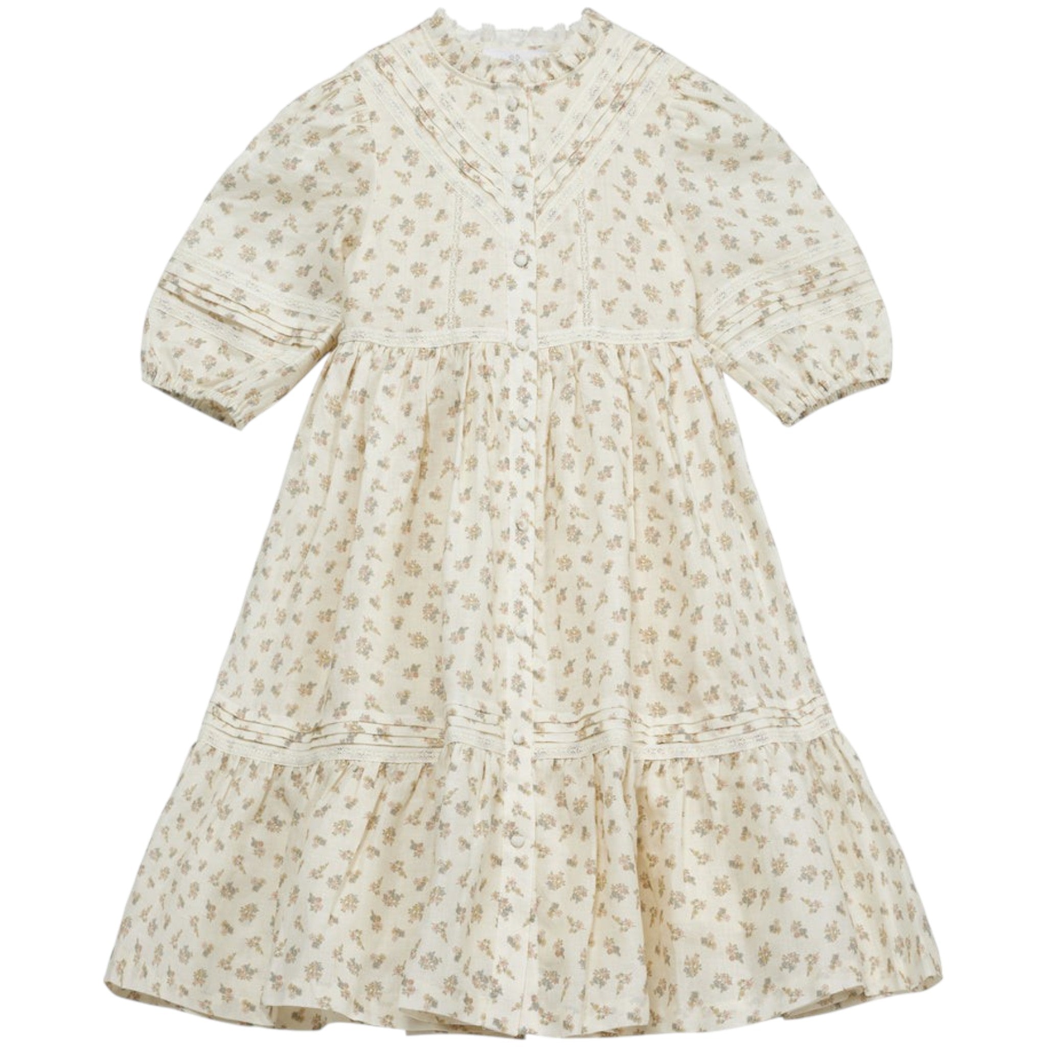 C'era Una Volta Madelaine Floral Maxi Dress in Cream - Elegant Boho Wedding Guest Dress for Summer Beach Parties & Garden Events
