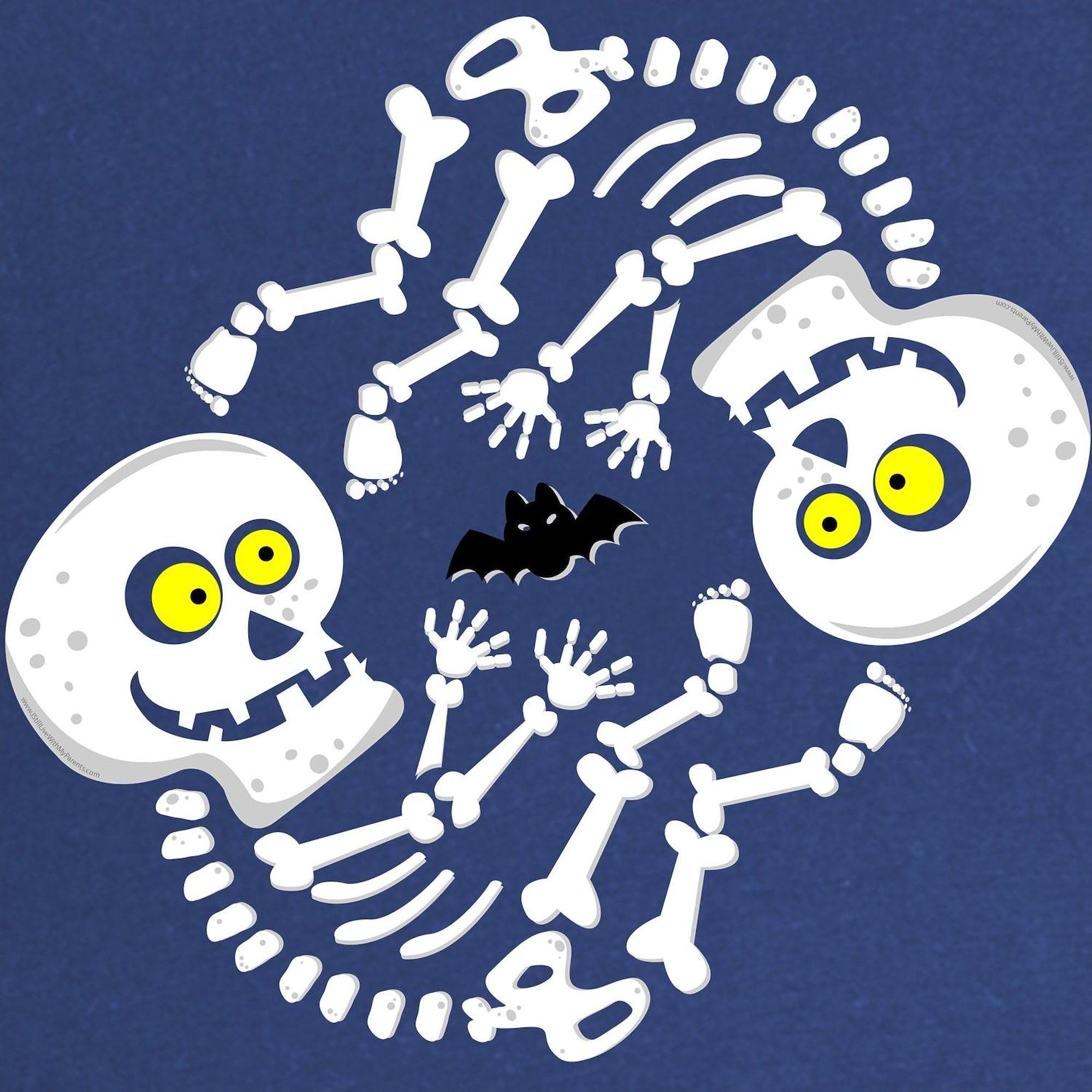 **Cute Skeleton Twins Halloween Maternity T-Shirt for Women - Navy Scoop Neck Tee - Perfect for Halloween, Pregnancy Announcements & Family Costumes**