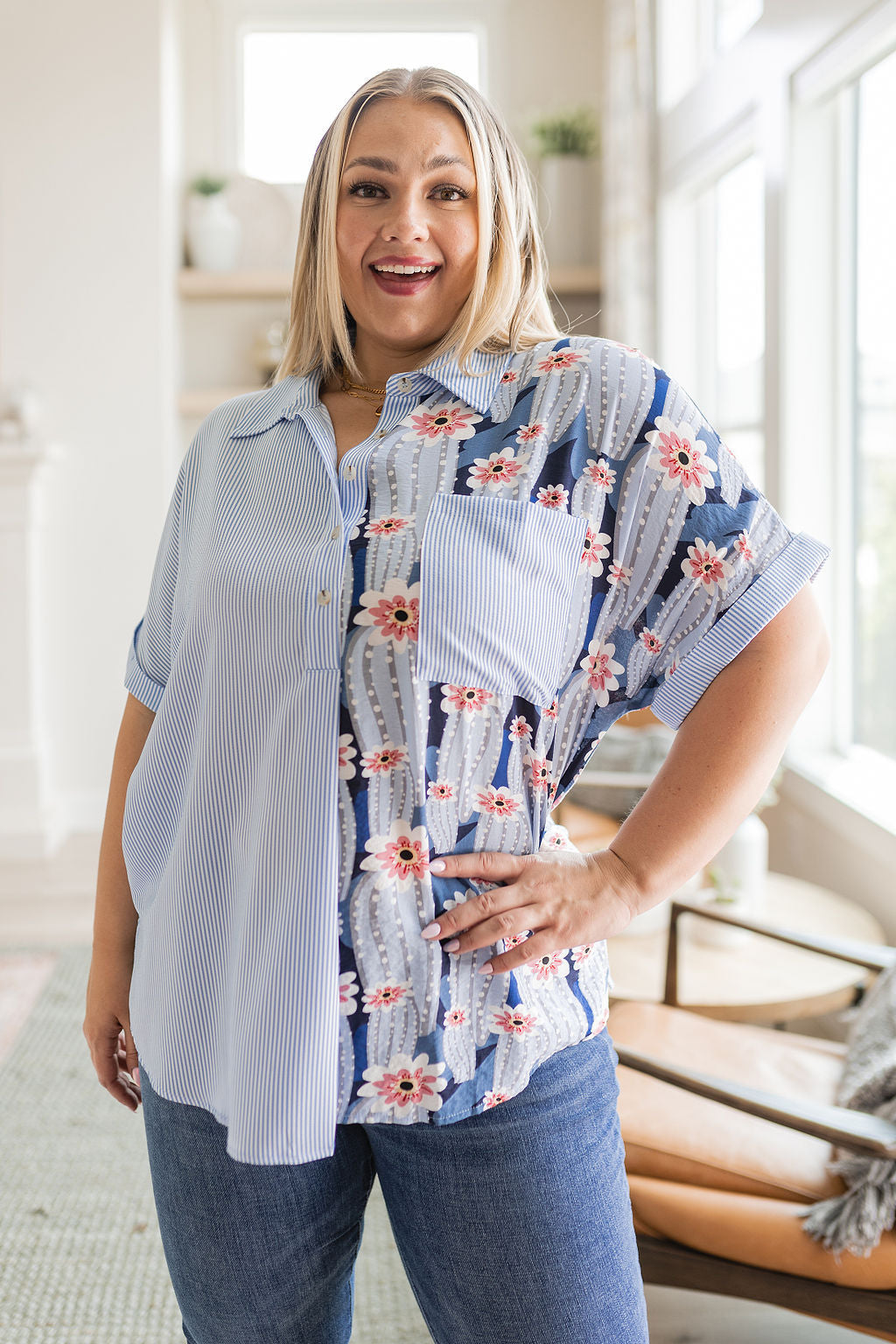 Best of Both Worlds Button Down Top for Women - Stylish & Comfortable Casual Shirt for Work & Everyday Wear | Perfect for Office, Outings & Date Nights