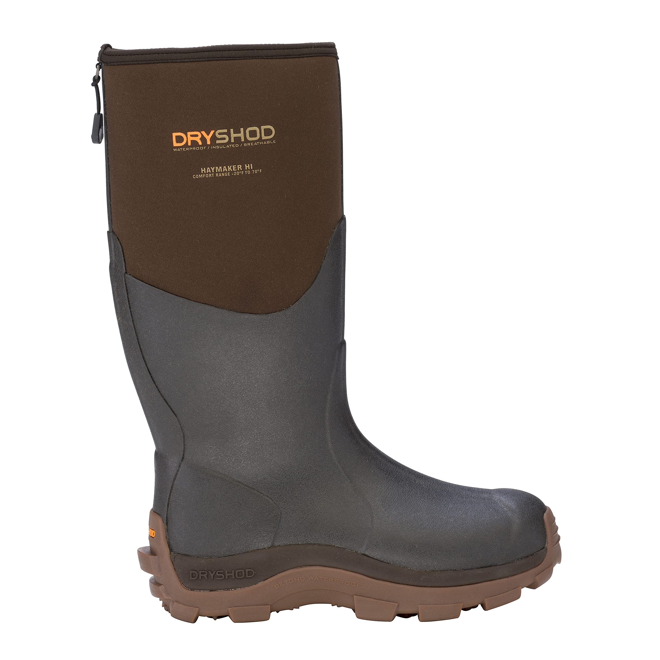 **Dryshod Men's Haymaker Hi Farm Boots - Waterproof, Slip-Resistant Work Boots for Farming, Construction & Outdoor Use - Brown (HAY-MH-BR)**