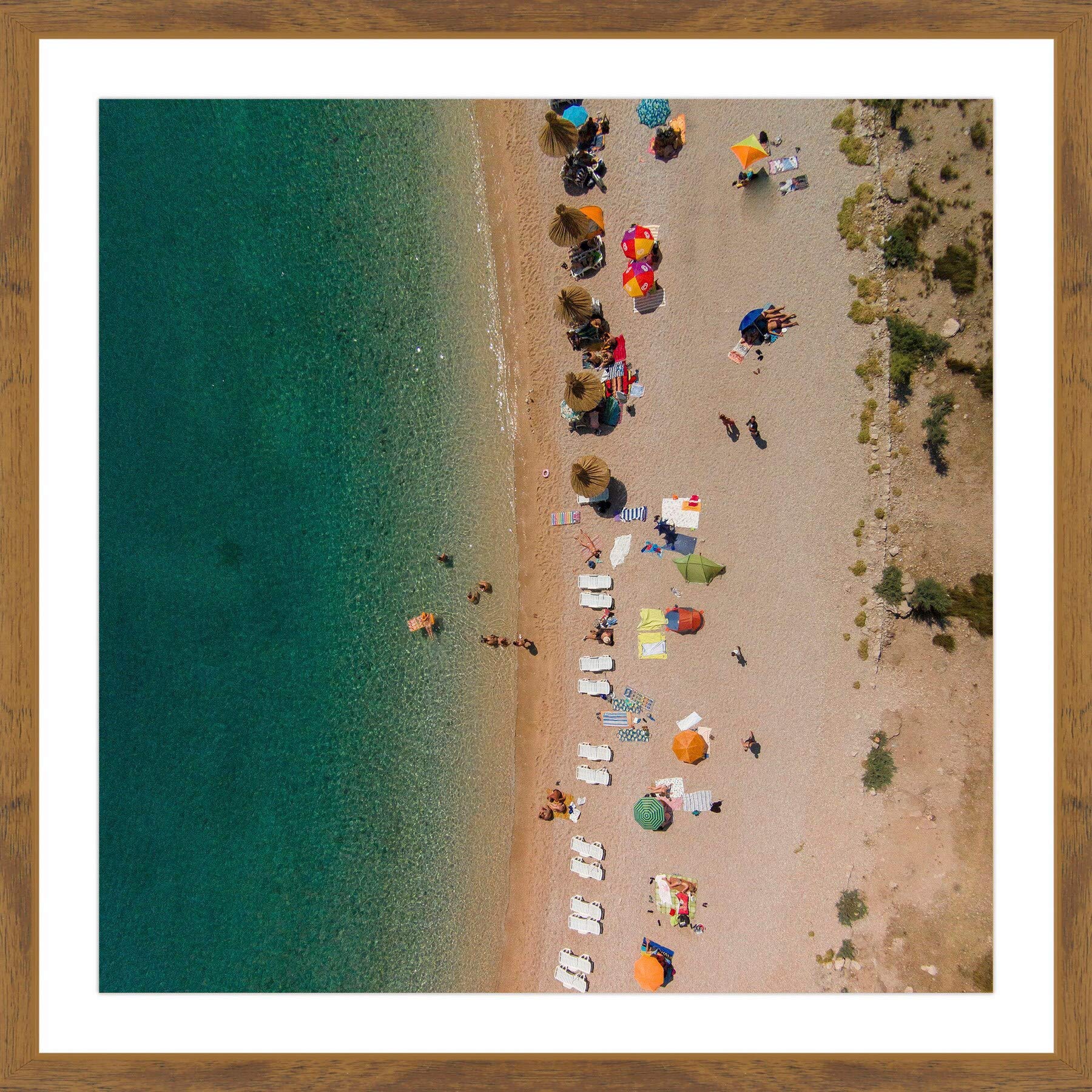 Handmade Beach Lineup Framed Print 32x32 - Coastal Wall Art Decor for Living Room, Bedroom & Office | Marmont Hill