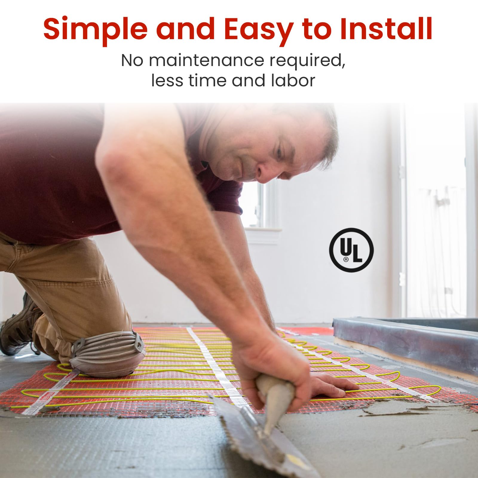15 sqft HEATIT Warmmat Electric Radiant Floor Heating System - Self-Adhesive Underfloor Heating Mat for Bathroom, Kitchen & Basement - Energy Efficient Home Heating Solution