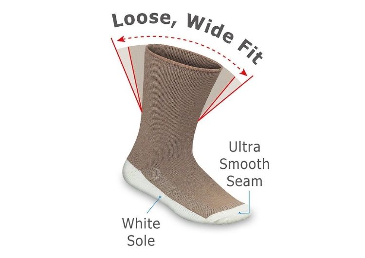 Extra Roomy Diabetic Socks for Men & Women - Thick Comfort Cotton Non-Binding (Brown) - Ideal for Swollen Feet, Diabetes & Circulation Problems