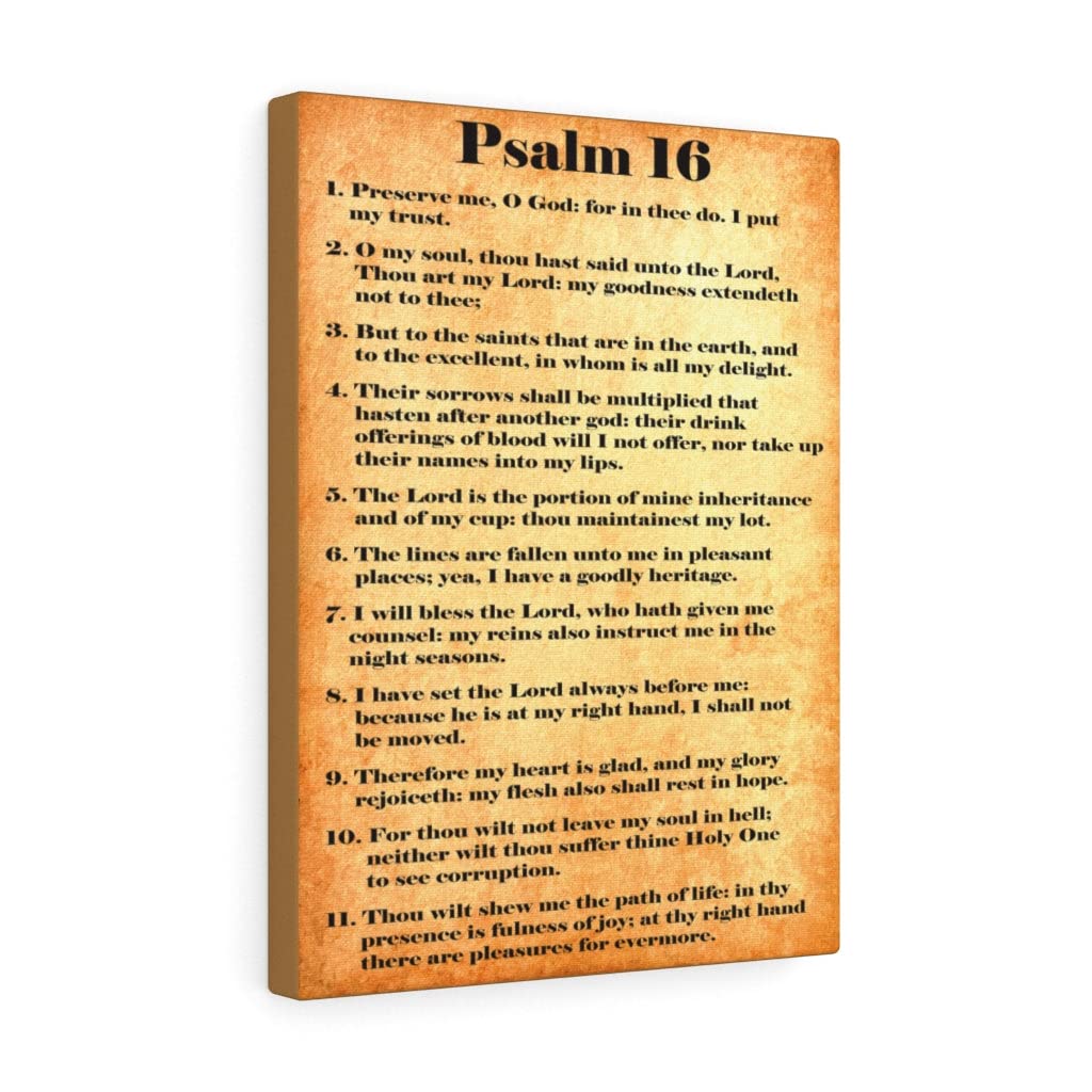 Gold Bible Verse Canvas Art - Psalm 16 Security in His Presence - Christian Wall Decor for Home, Office & Church - Inspirational Scripture Gift for Weddings, Baptisms & Housewarmings