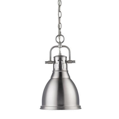 Dunbar Small Pewter Pendant Light - Vintage Industrial Ceiling Fixture for Kitchen Island, Dining Room & Bedroom Lighting