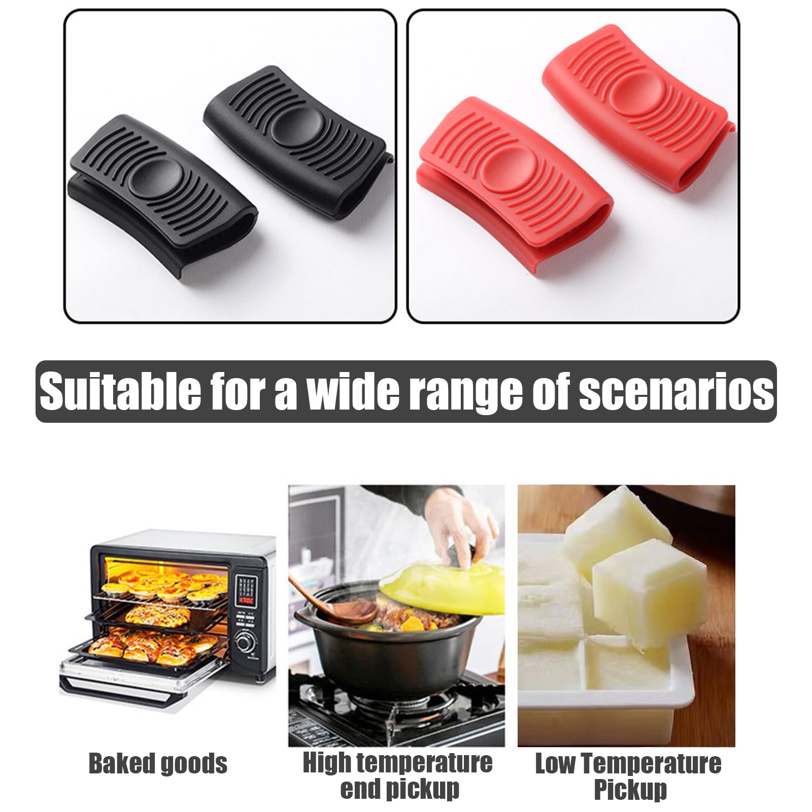 2Pcs Heat Resistant Silicone Handle Grips - Non-Slip Cast Iron Pan Handle Covers for Skillets & Cookware - Black Kitchen Pot Holders for Safe Cooking & Baking (Perfect for Grilling, Stovetop & Oven Use)