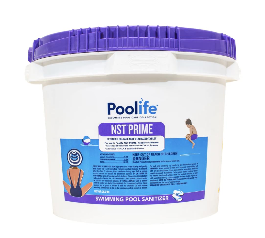 Poolife NST Prime Chlorine Tablets (20.2 lb) - 3-Inch Slow Dissolving Pool Sanitizer for Swimming Pools & Spas - Effective Water Treatment for Crystal Clear Water All Season