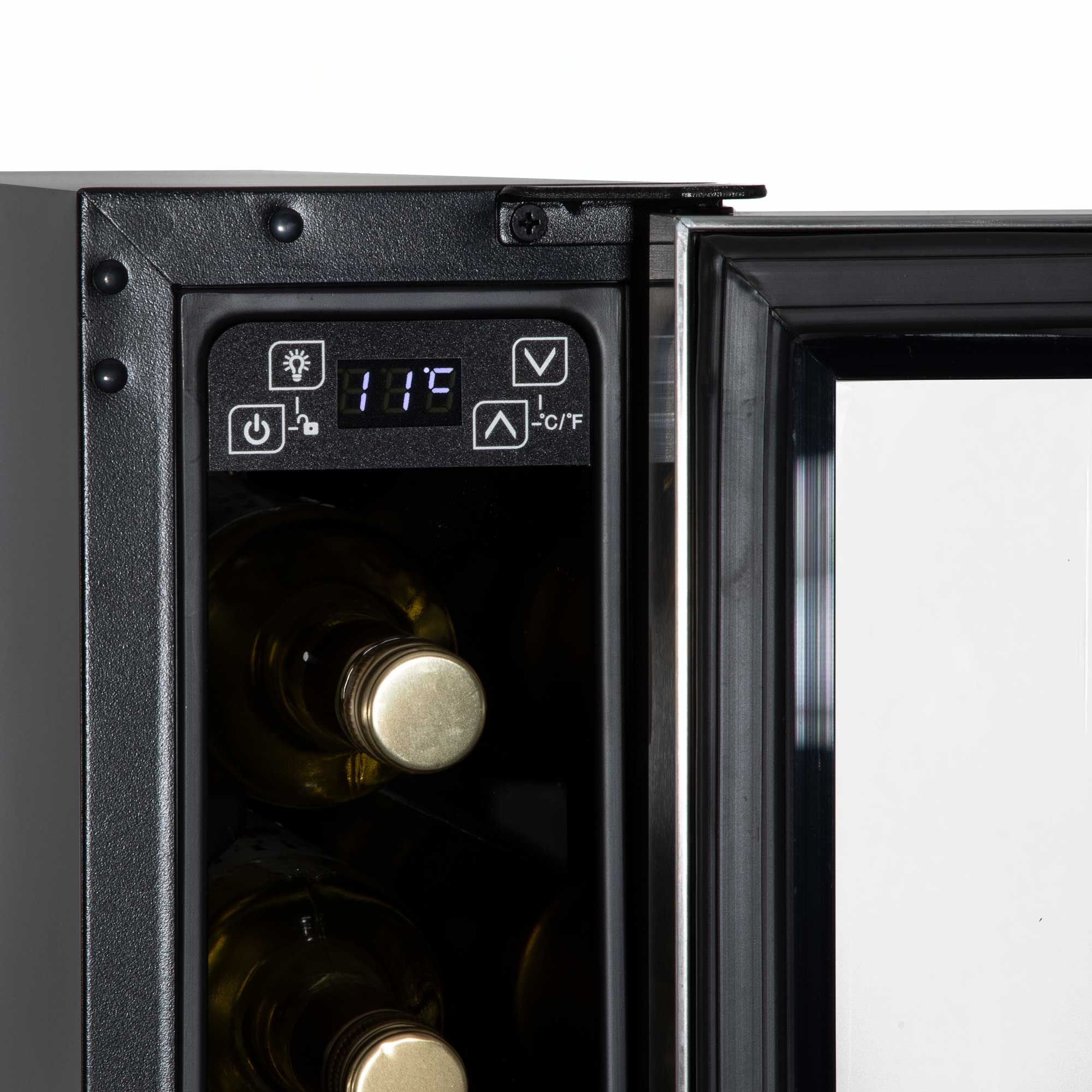 Baridi 7 Bottle 15cm Slim Wine Cooler with Digital Touch Screen Controls - Stainless Steel Wine Refrigerator for Kitchen, Bar, Office | Compact & Energy Efficient DH77
