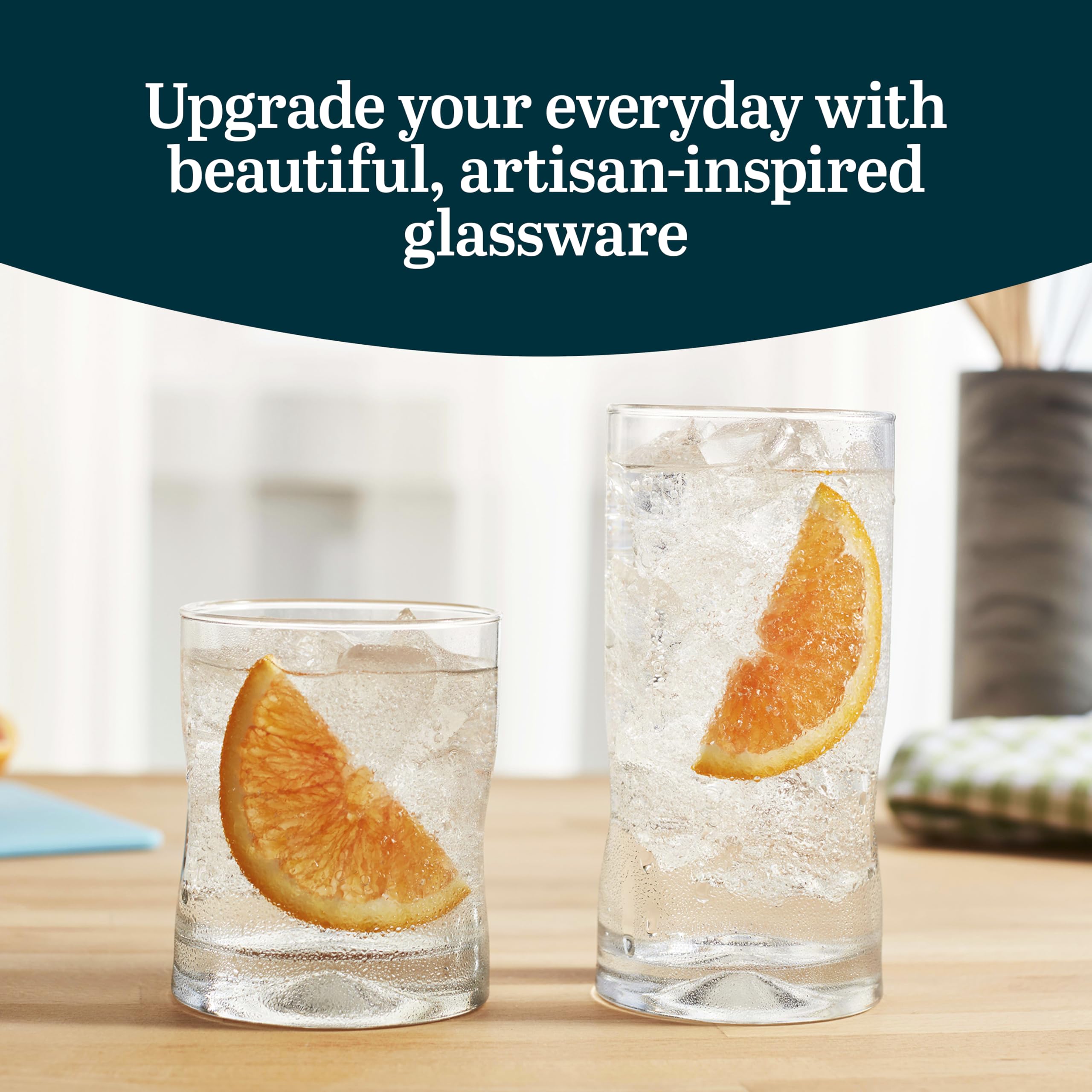 Libbey Impressions 16-Piece Tumbler and Rocks Glass Set - Durable Drinkware for Cocktails, Iced Coffee & Home Entertaining